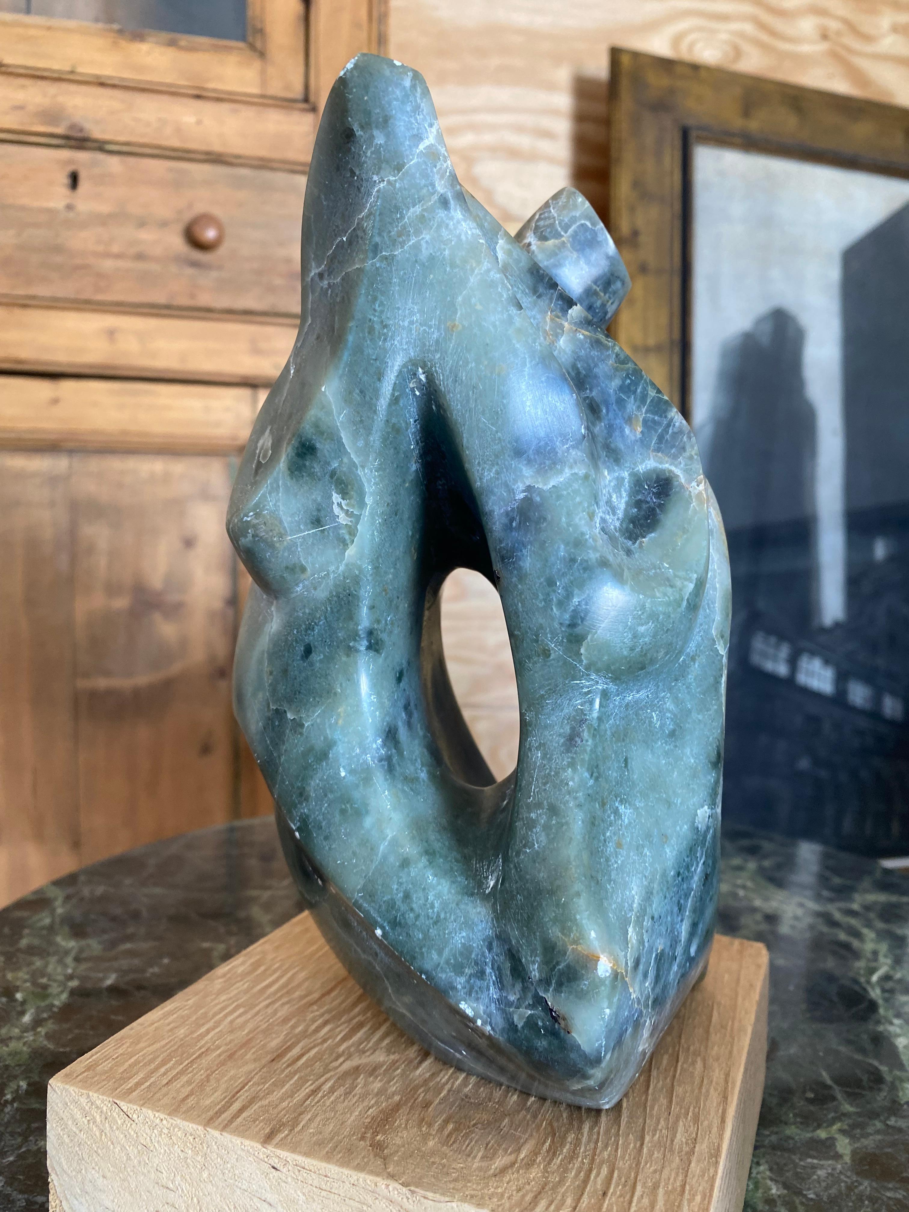 Green Marble Abstract Sculpture by A. Schmetterer in vendita 2