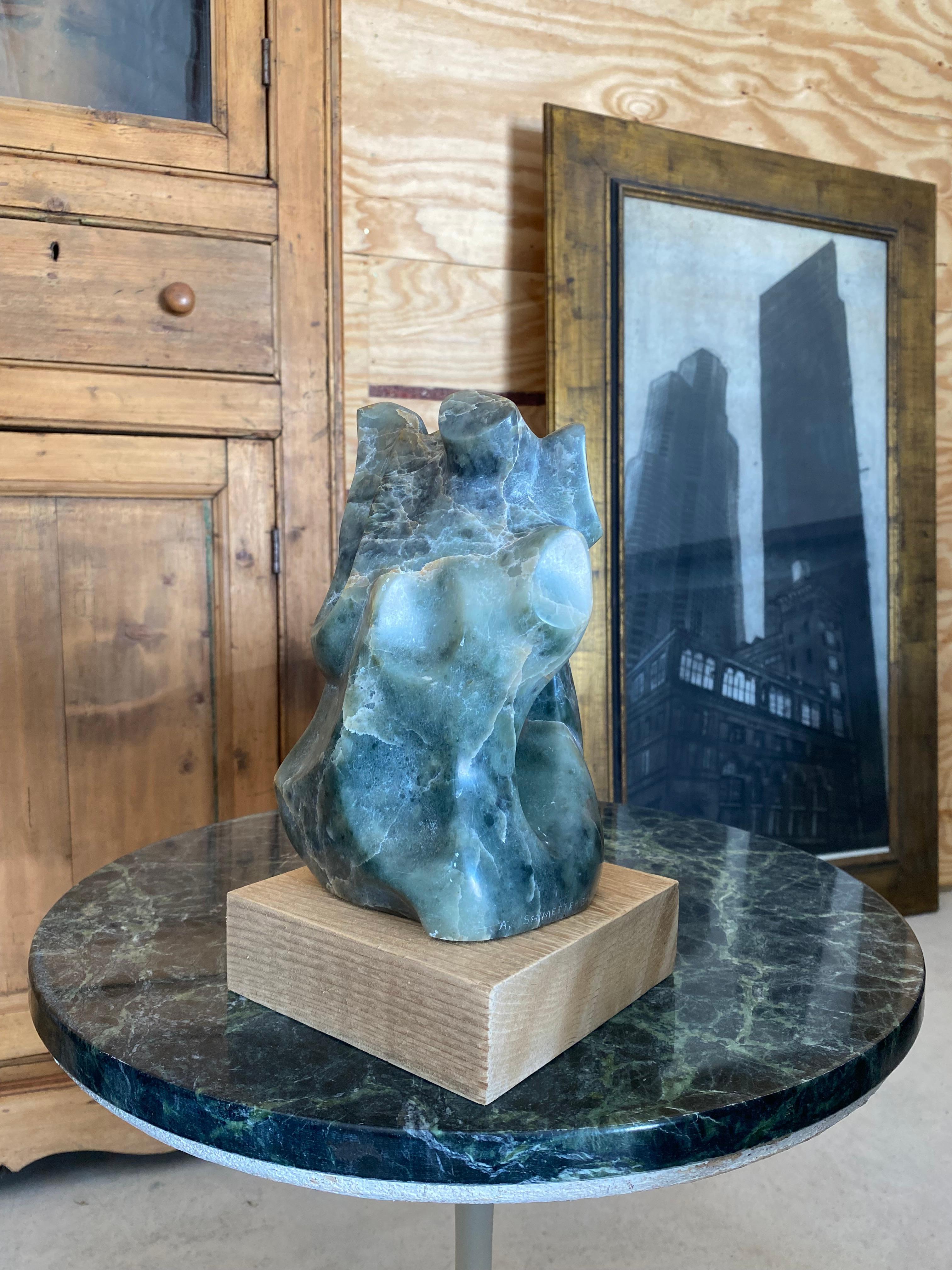 Green Marble Abstract Sculpture by A. Schmetterer in vendita 6