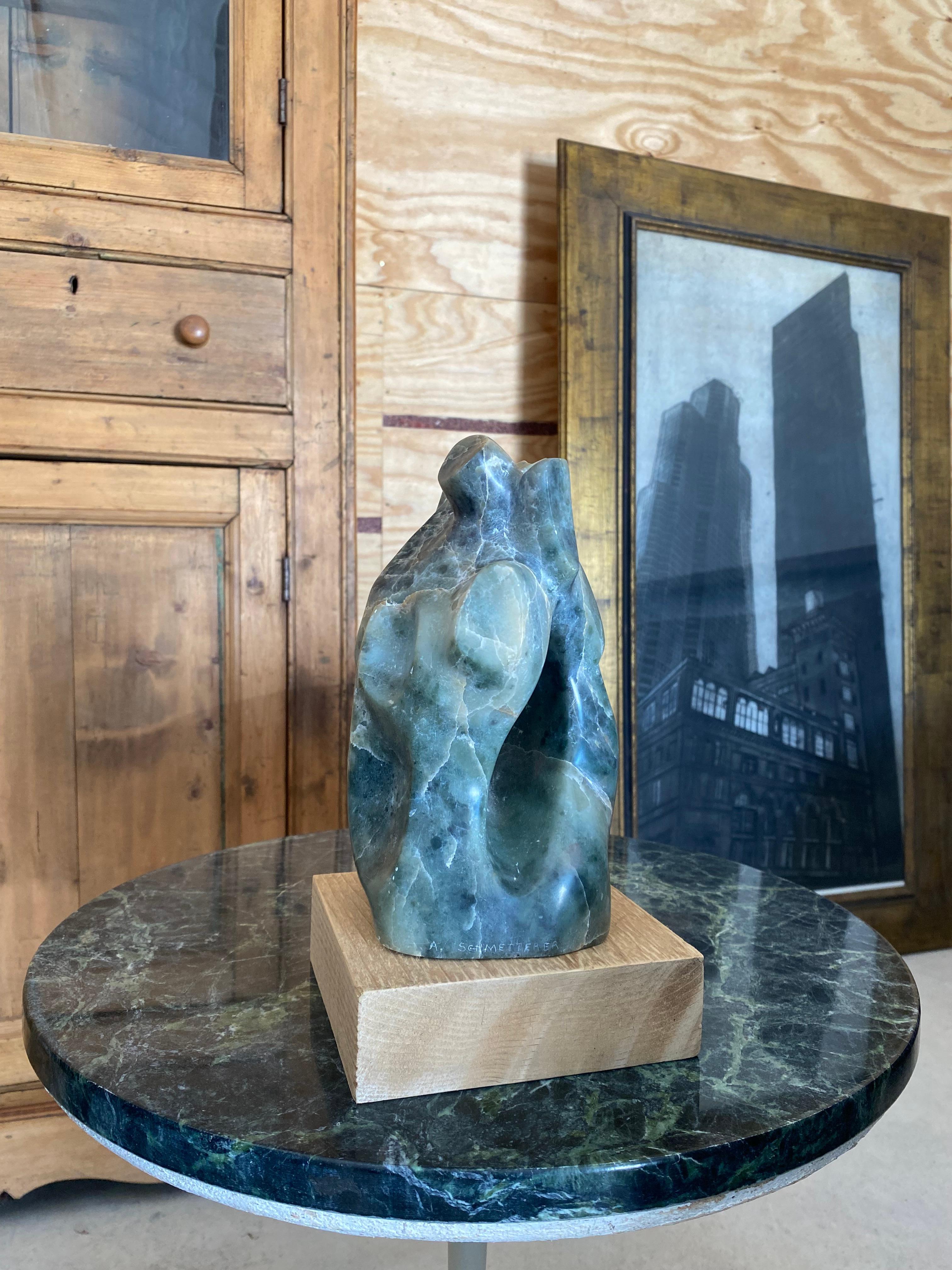 Green Marble Abstract Sculpture by A. Schmetterer in vendita 7