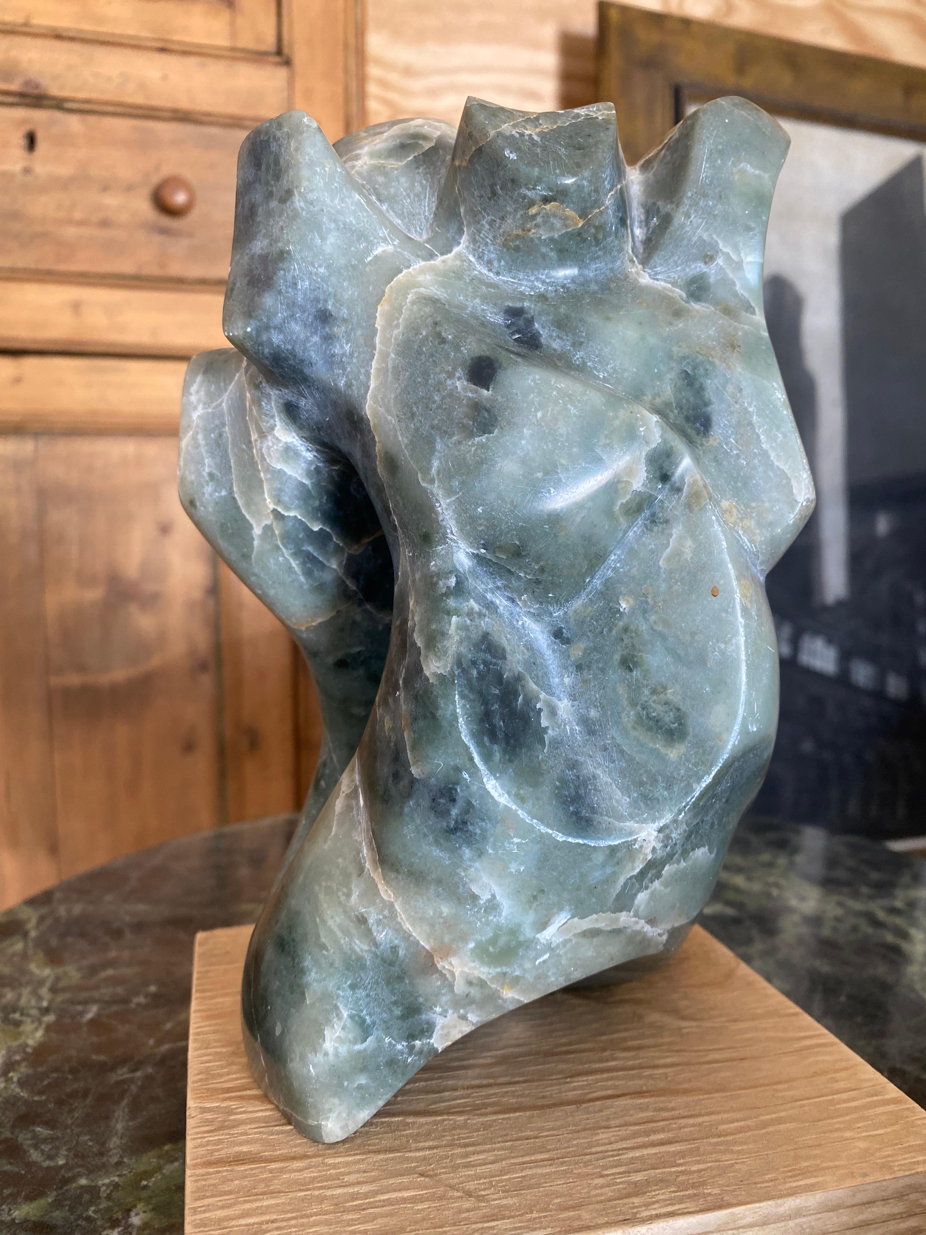 Green Marble Abstract Sculpture by A. Schmetterer In condizioni buone in vendita a Round Top, TX