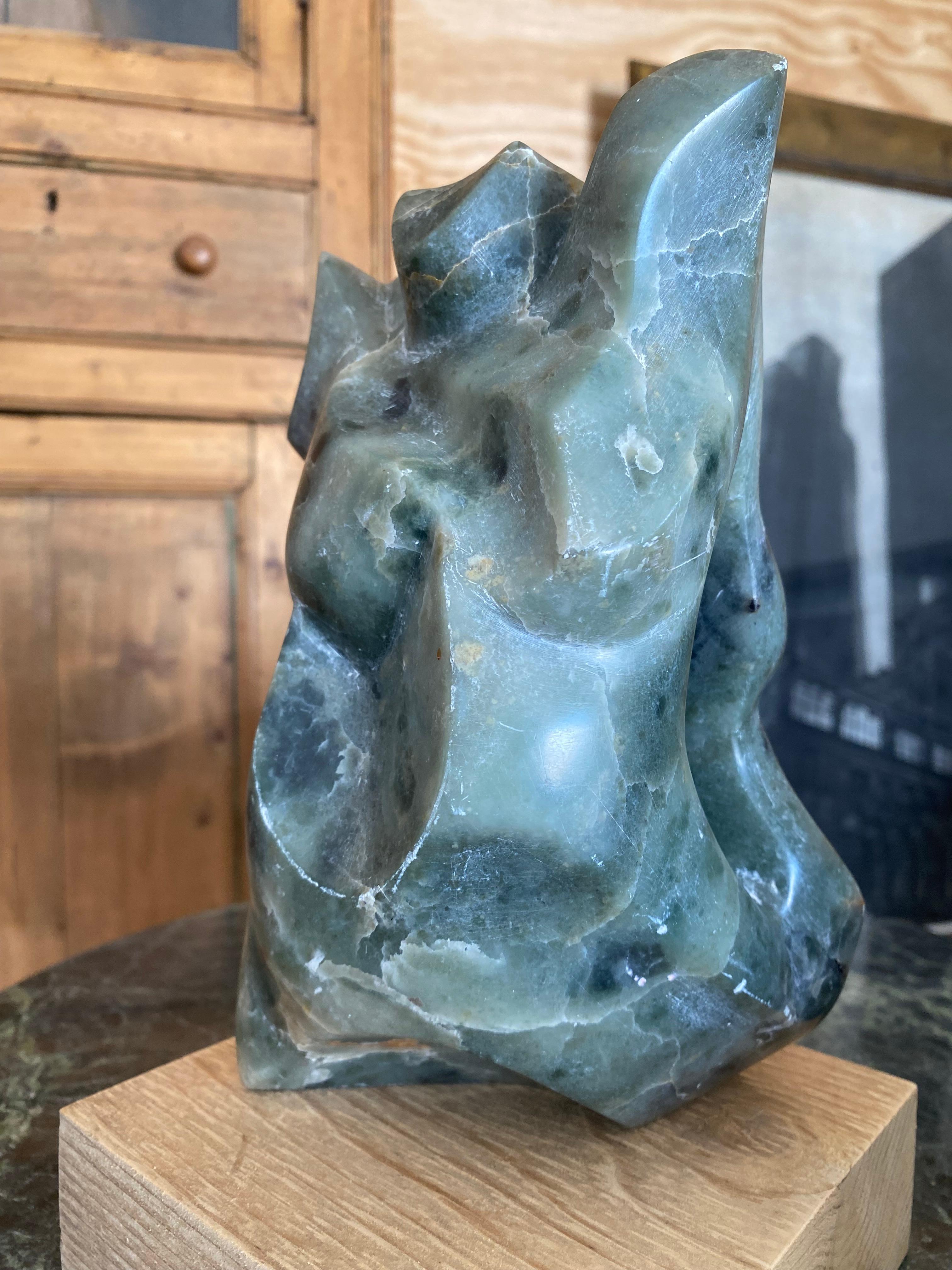 Marmo Green Marble Abstract Sculpture by A. Schmetterer in vendita