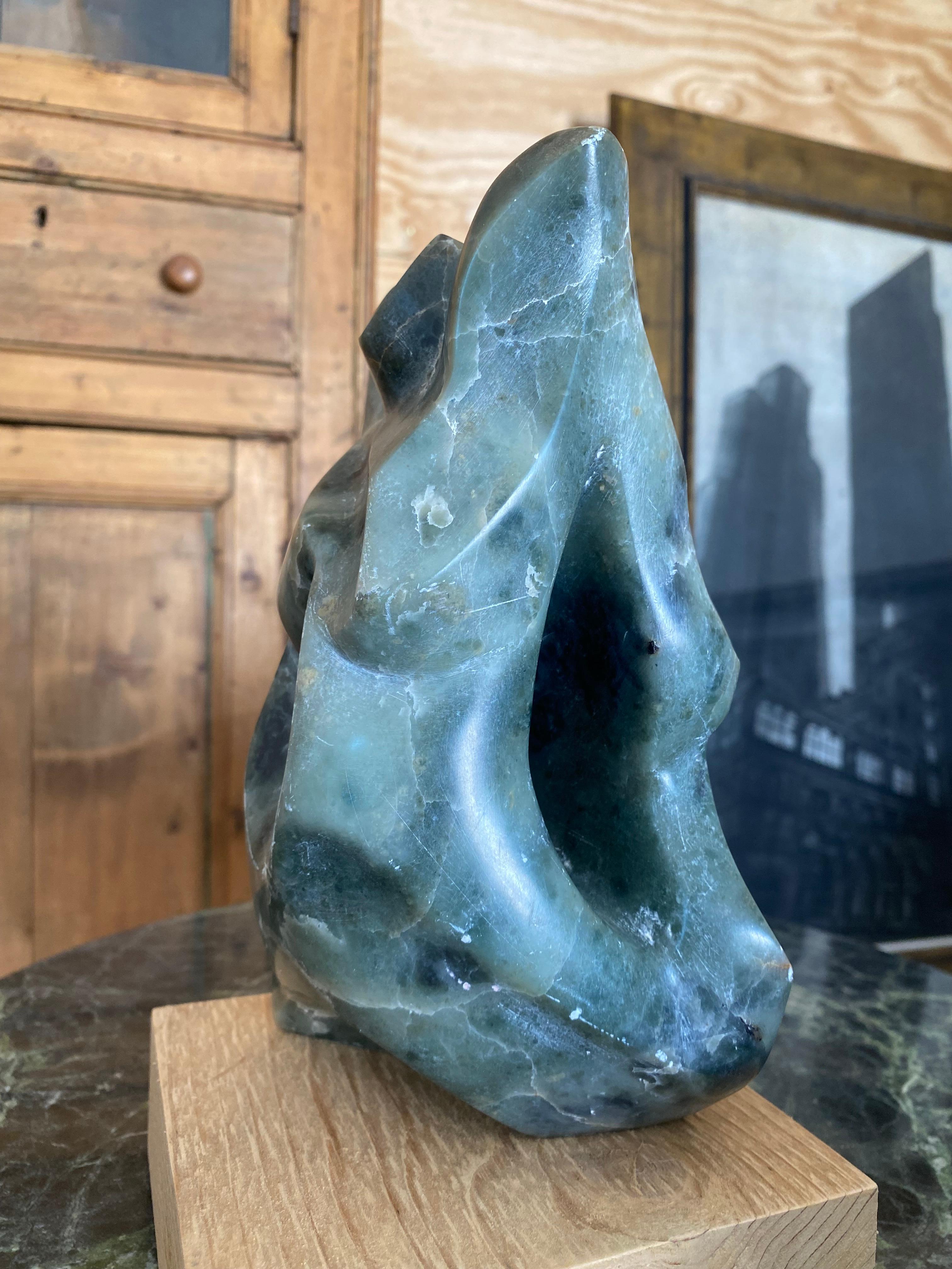 Green Marble Abstract Sculpture by A. Schmetterer in vendita 1