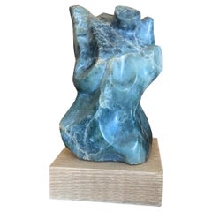 Green Marble Abstract Sculpture by A. Schmetterer