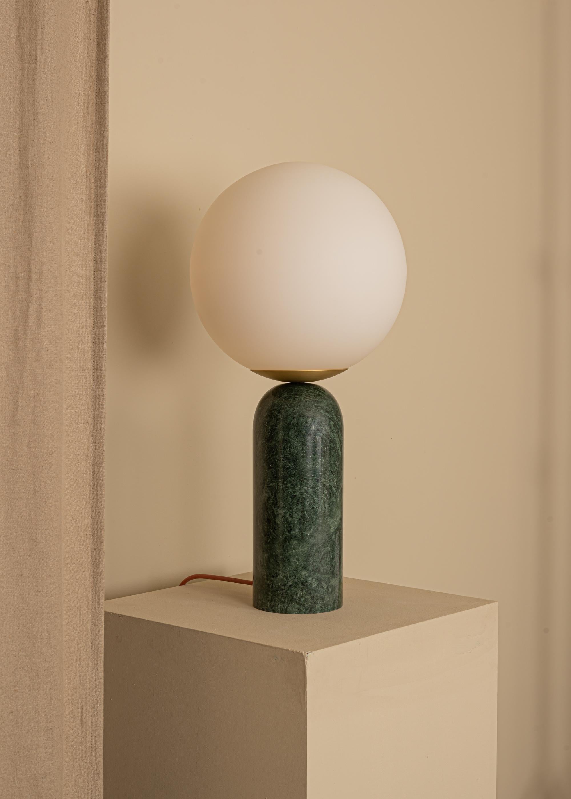 Green Marble and Brass Atlas Table Lamp by Simone & Marcel
Dimensions: Ø 30 x H 60 cm.
Materials: Glass, brass and green marble.

Also available in different marble, wood and alabaster options and finishes. Custom options available on request.