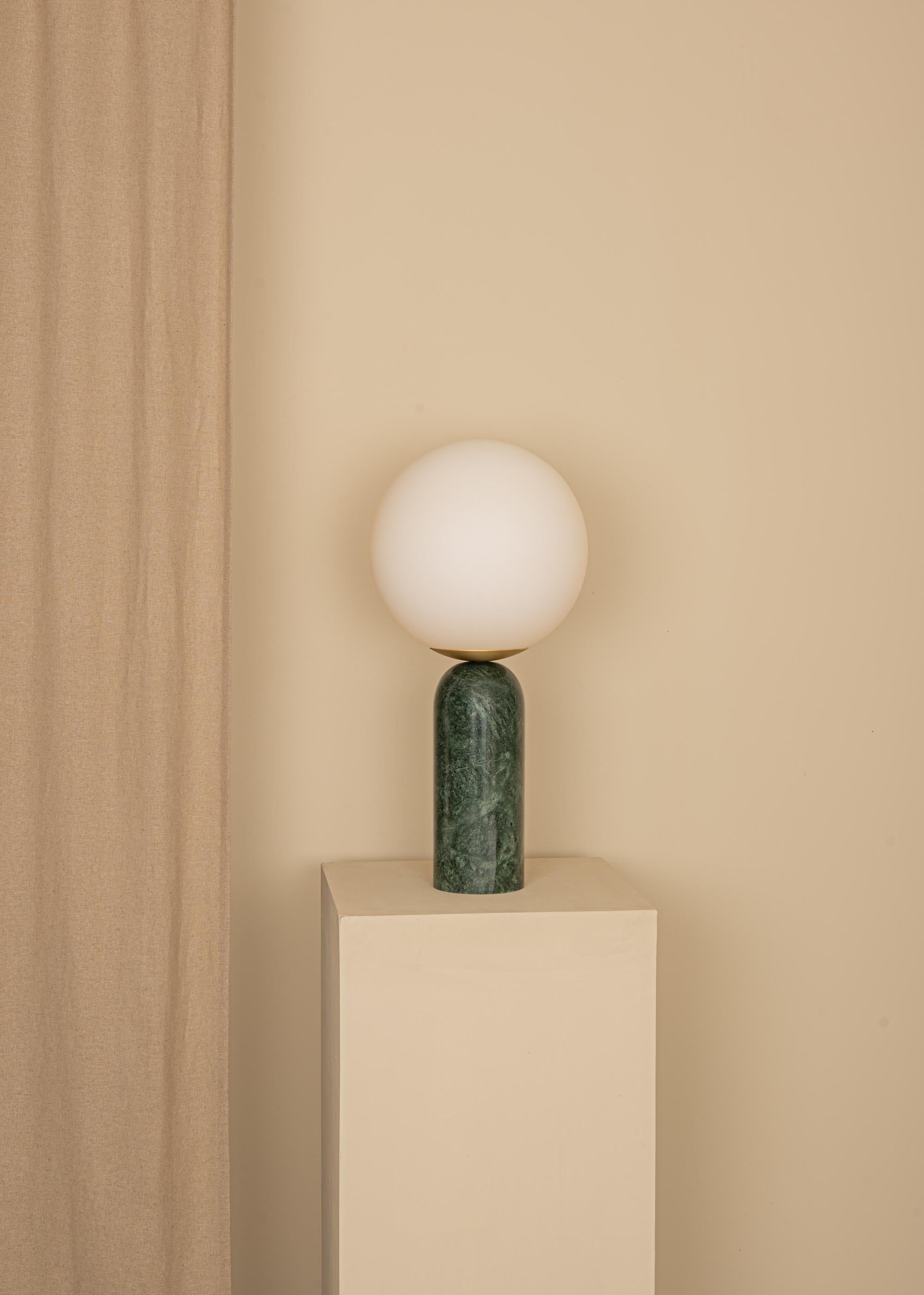 Spanish Green Marble and Brass Atlas Table Lamp by Simone & Marcel For Sale