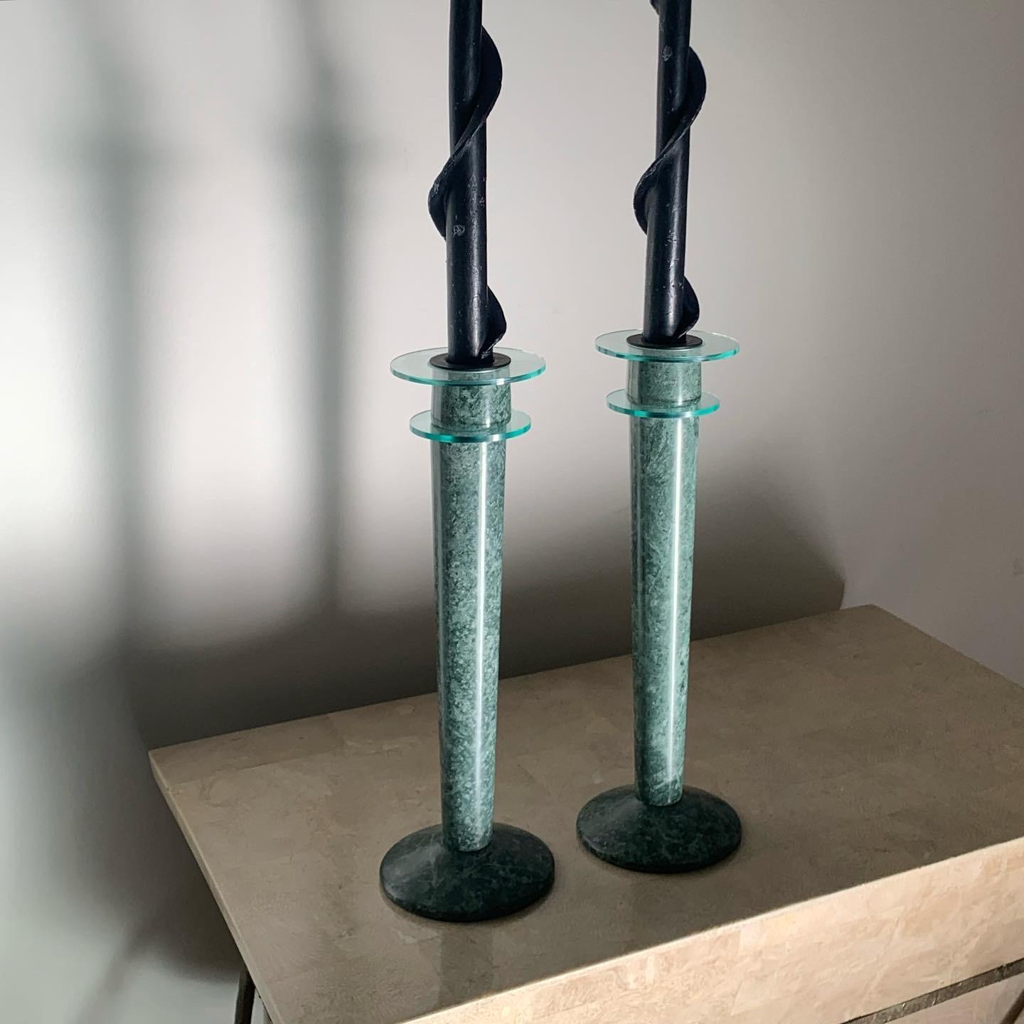 green lucite candles