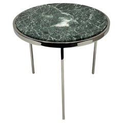 Green Marble and Polished Stainless Steel Round Tripod Side Table by Brueton 