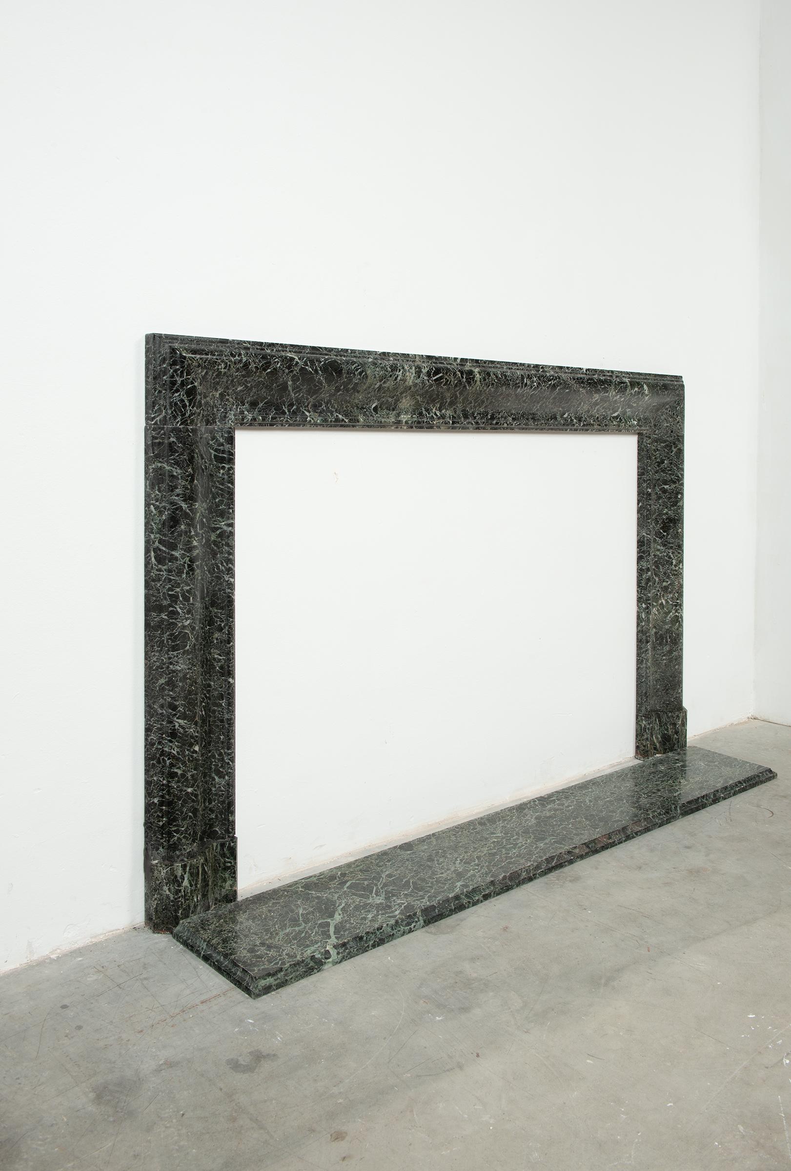 Green Marble Bolection Fireplace with Hearth For Sale 1