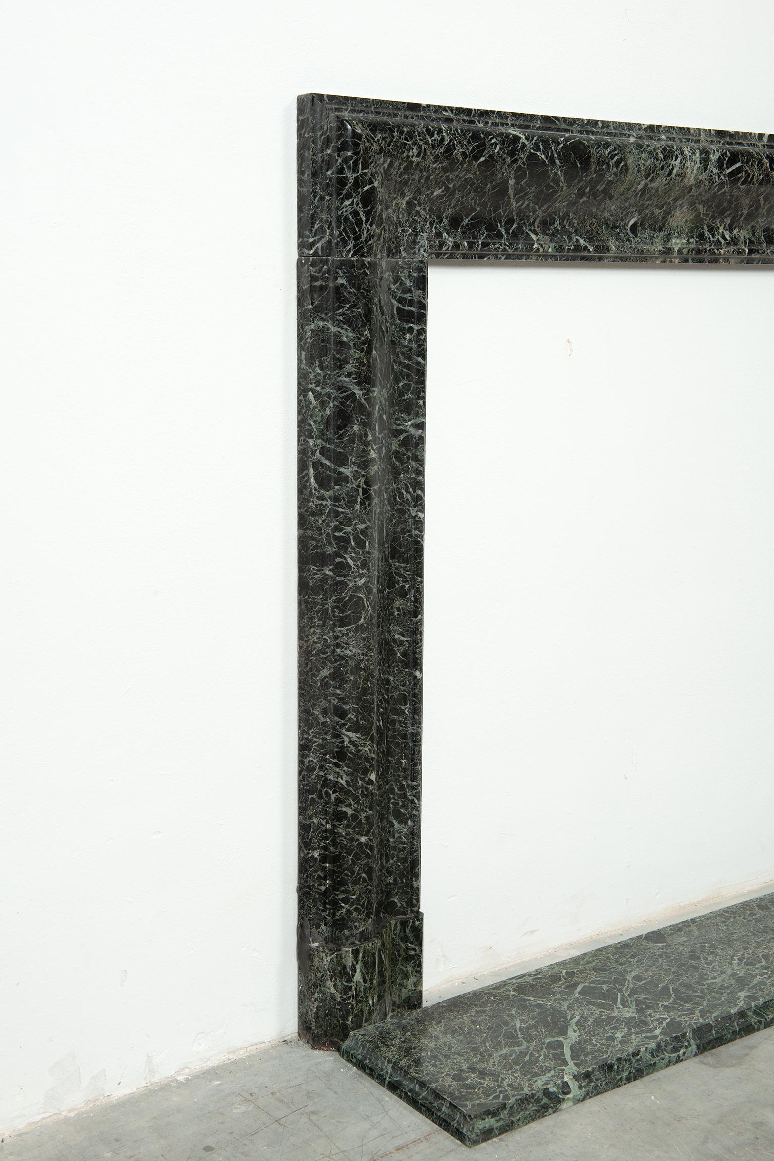 Green Marble Bolection Fireplace with Hearth For Sale 2