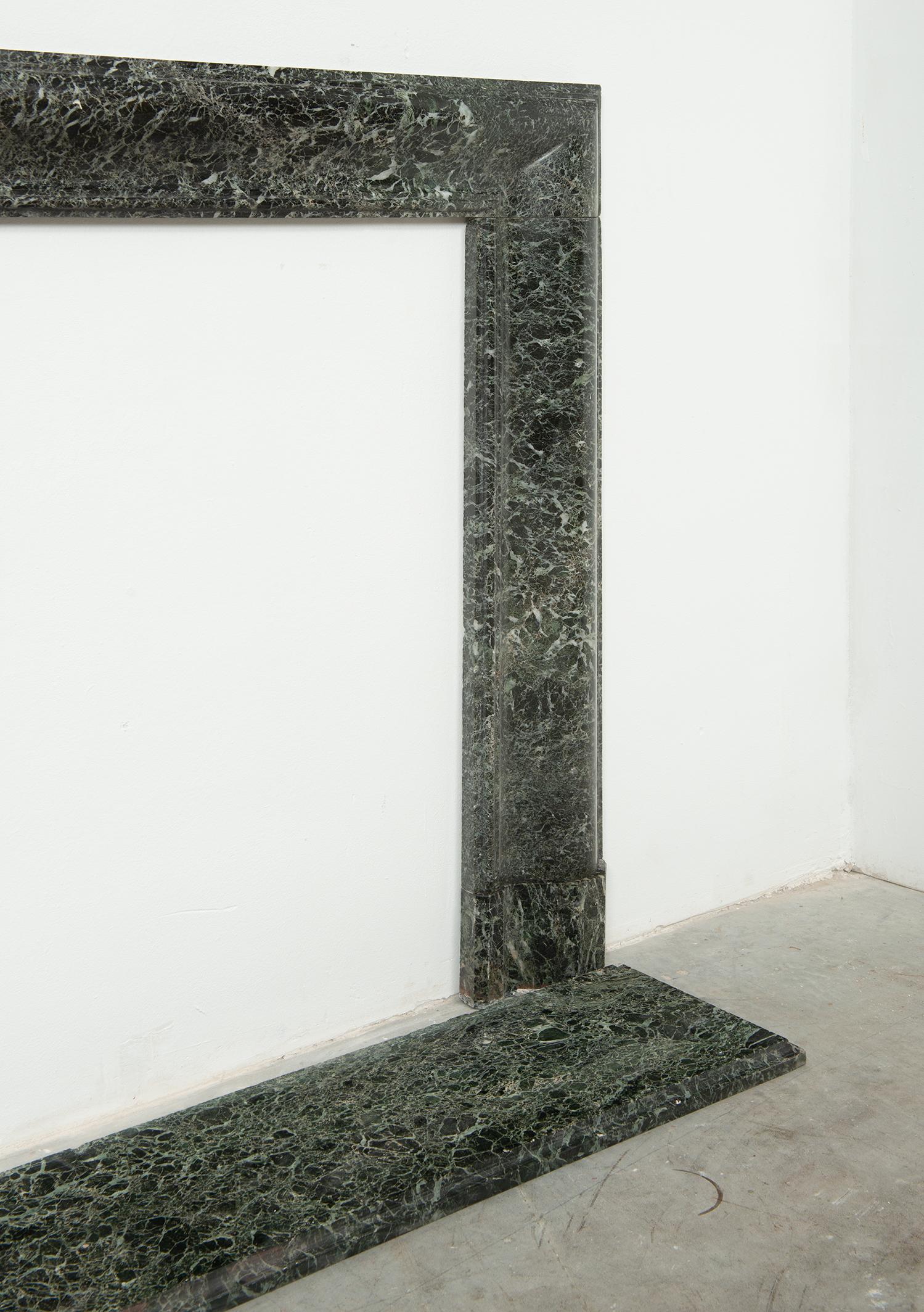 Green Marble Bolection Fireplace with Hearth For Sale 3