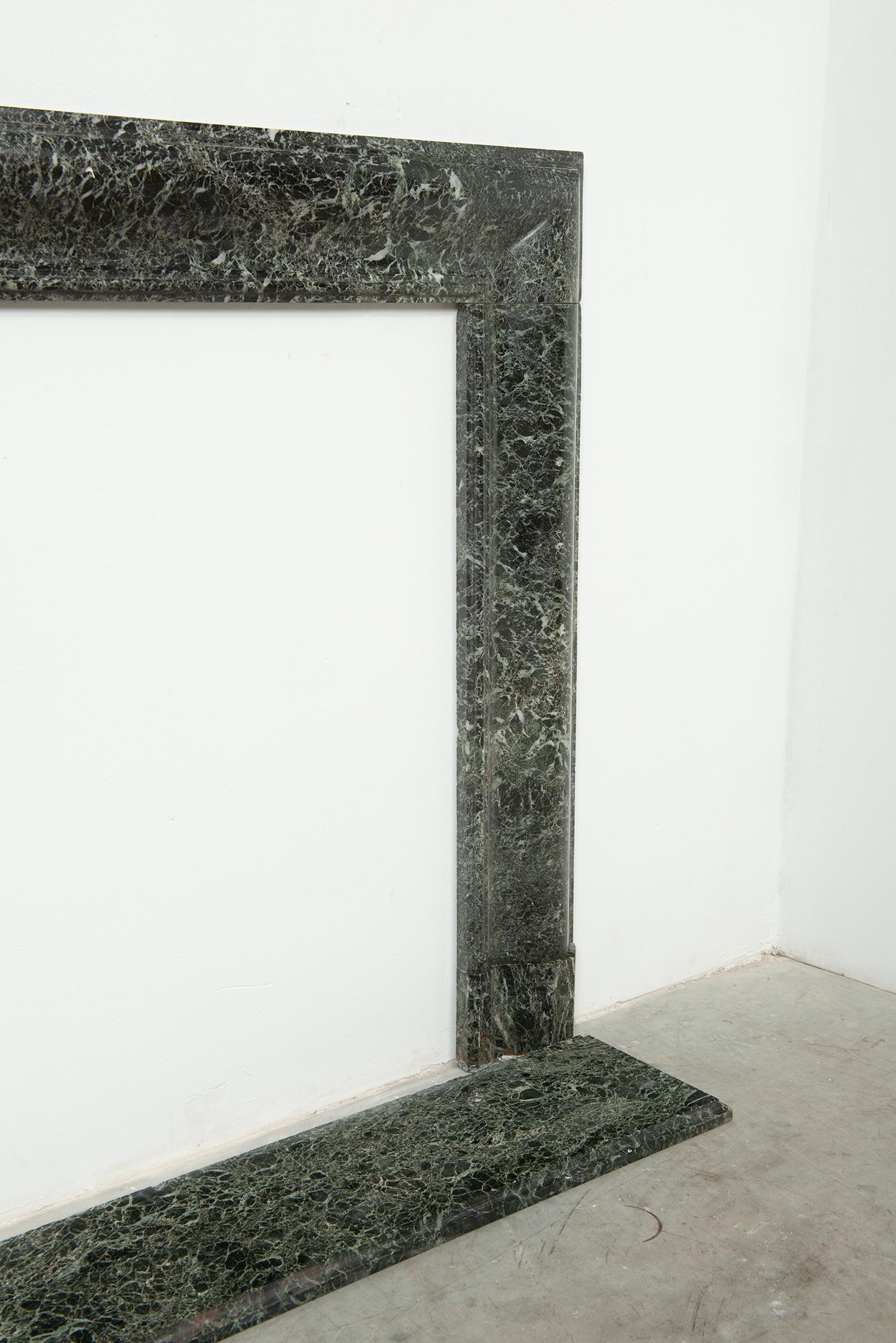 Green Marble Bolection Fireplace with Hearth For Sale 4