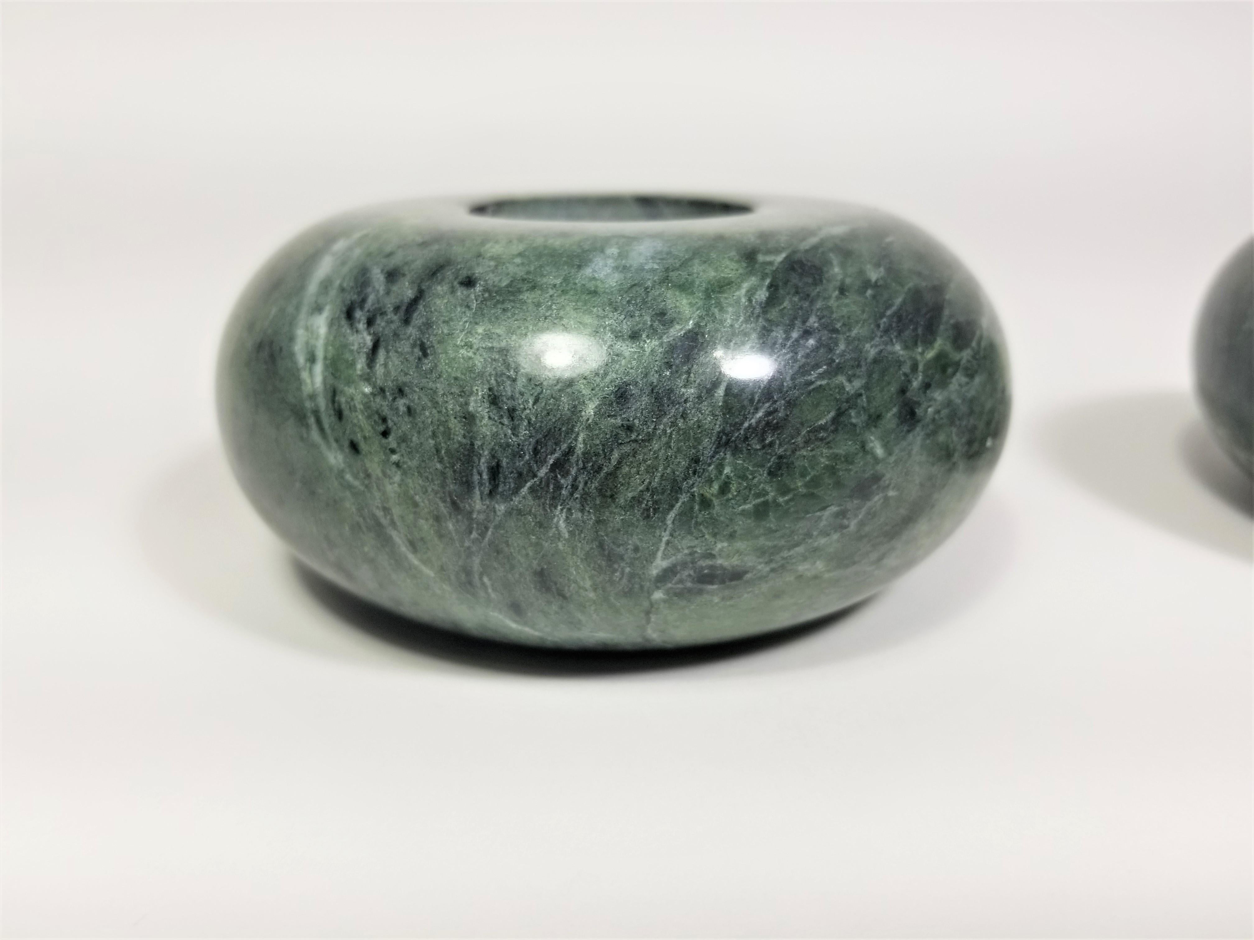 Green Marble Candle Holders, 1980s 3