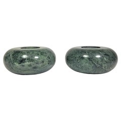Green Marble Candle Holders, 1980s