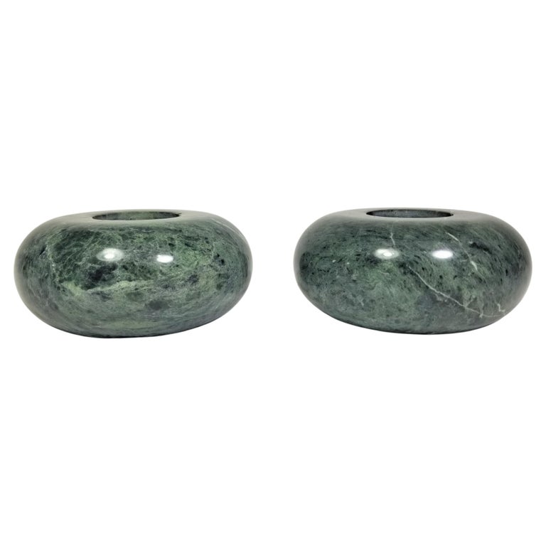 Green Marble Candle Holders, 1980s at 1stDibs
