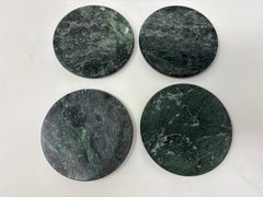 Green Marble Coasters Handmade in Italy Collectible 1970 Set of 4