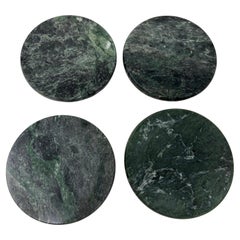 Sottobicchieri di marmo verde fatti a mano in Italia da collezione 1970 Set di 4