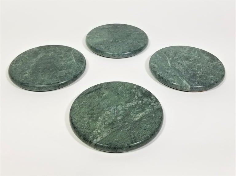 Green Marble Coasters Mid-Century, 1970s  In Excellent Condition For Sale In New York, NY