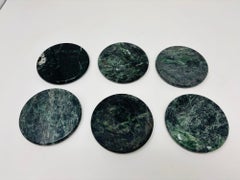 Green Marble Coasters Set 6 Pieces Handmade in Italy Collectible 1970