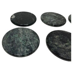 Green Marble Coasters Set 6 Pieces Handmade in Italy Collectible 1970