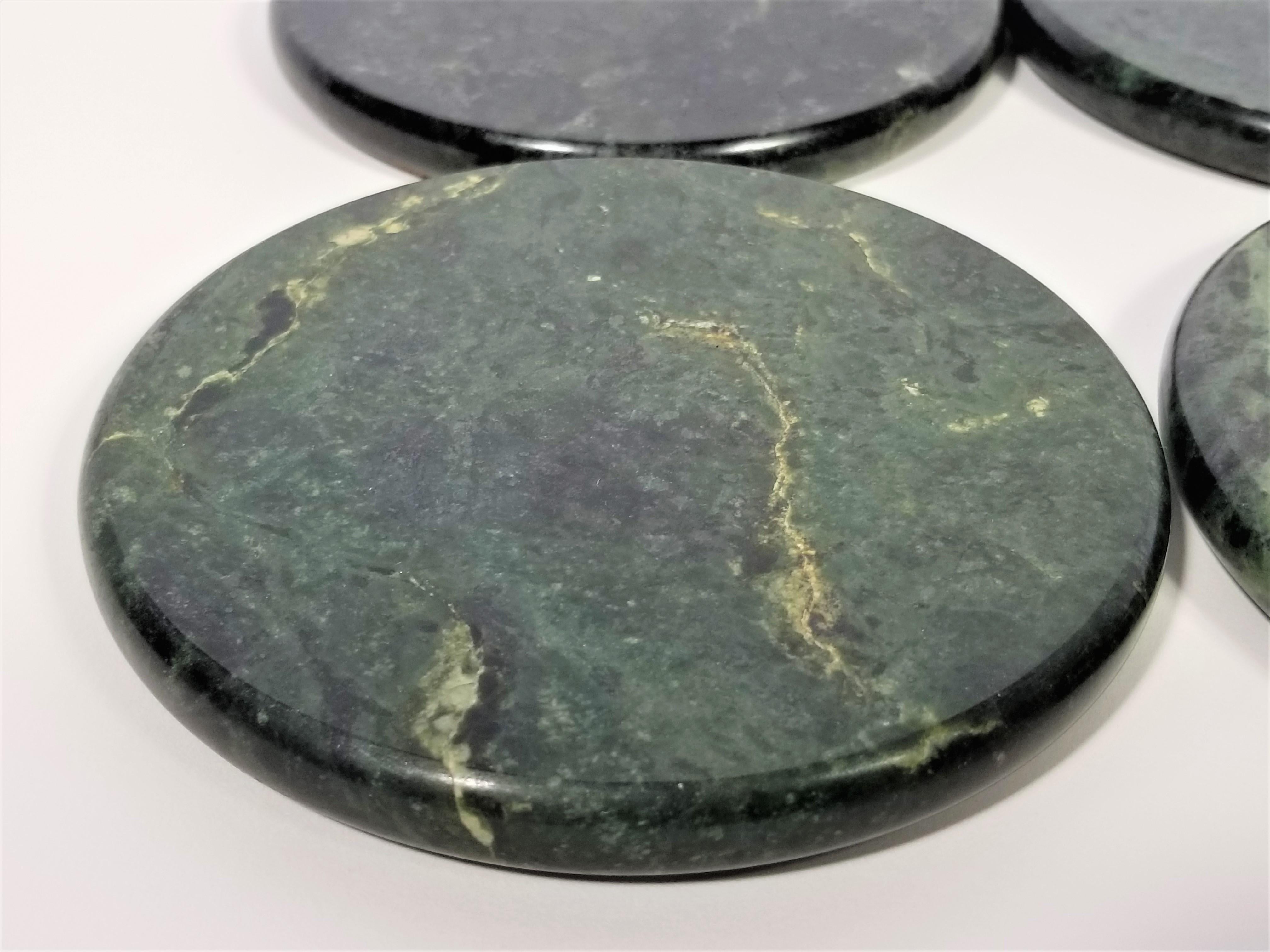 Green Marble Coasters Set of 8 Mid Century  6