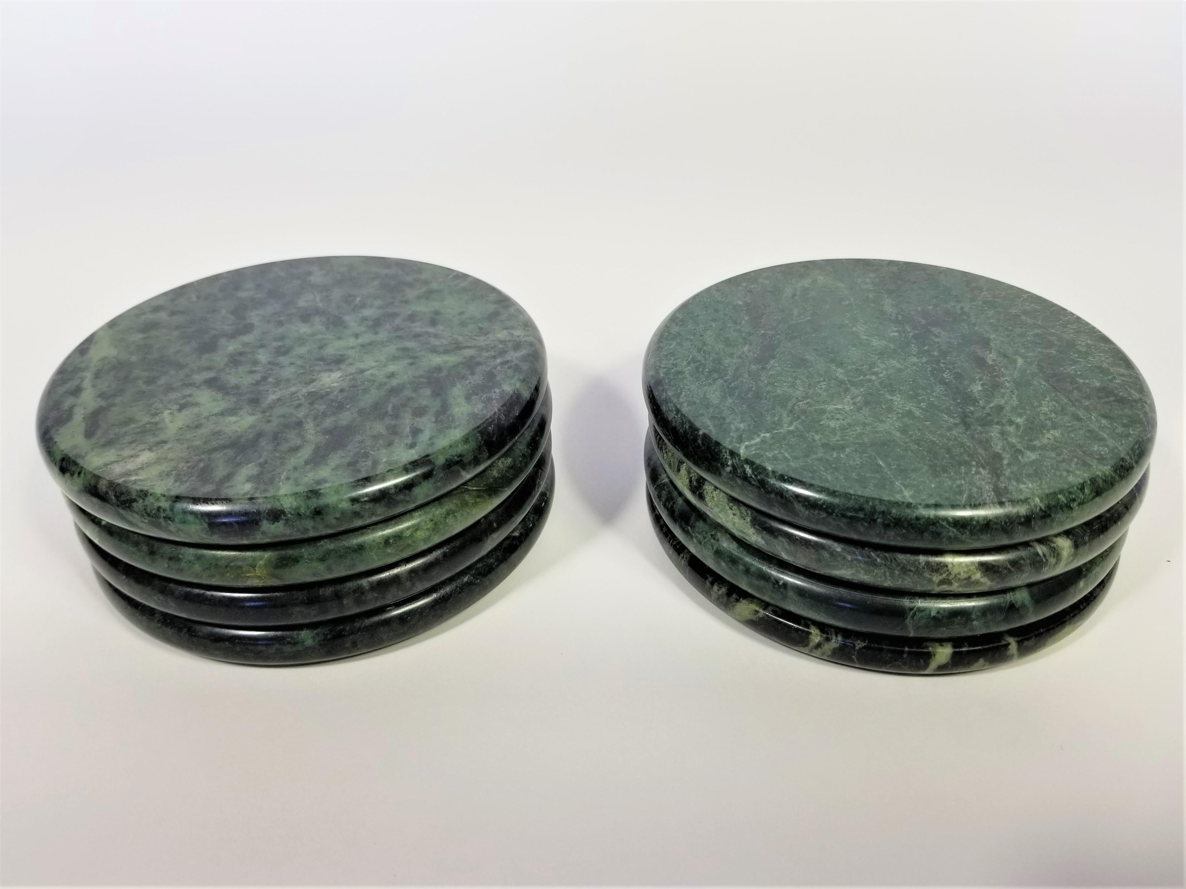 Green Marble Coasters Set of 8 Mid Century  9