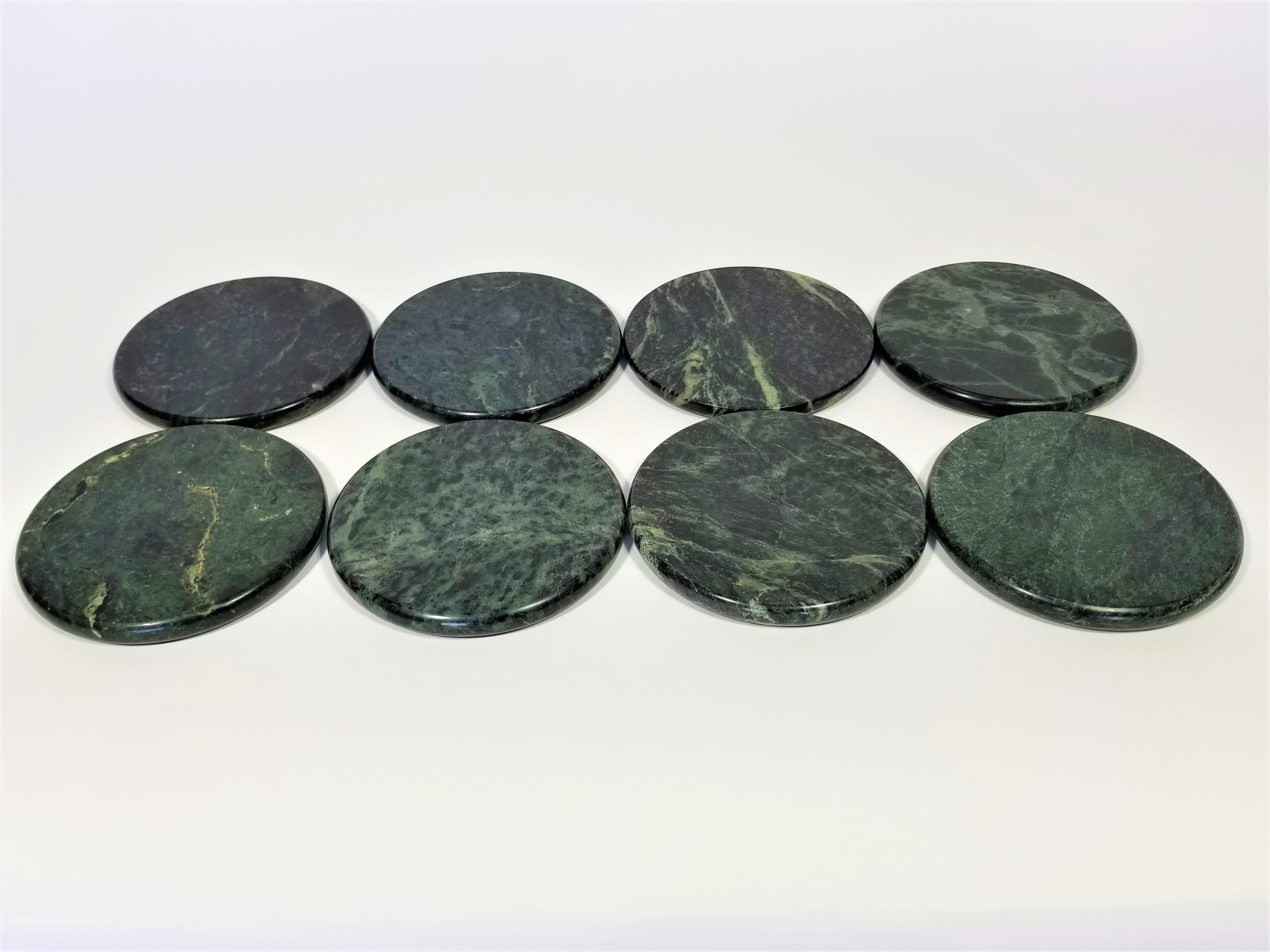 Green Marble Coasters Set of 8 Mid Century  10