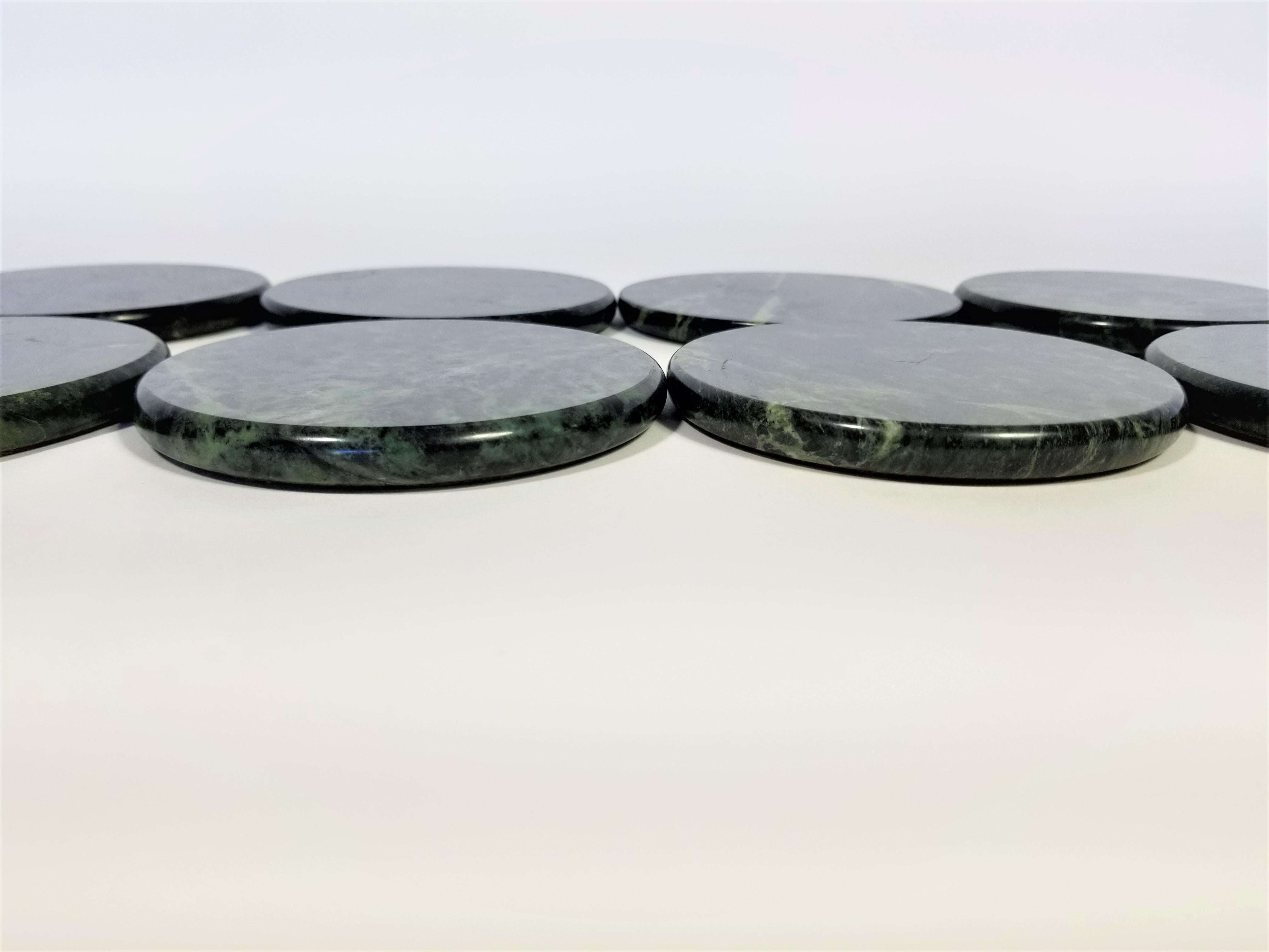 Green Marble Coasters Set of 8 Mid Century 2