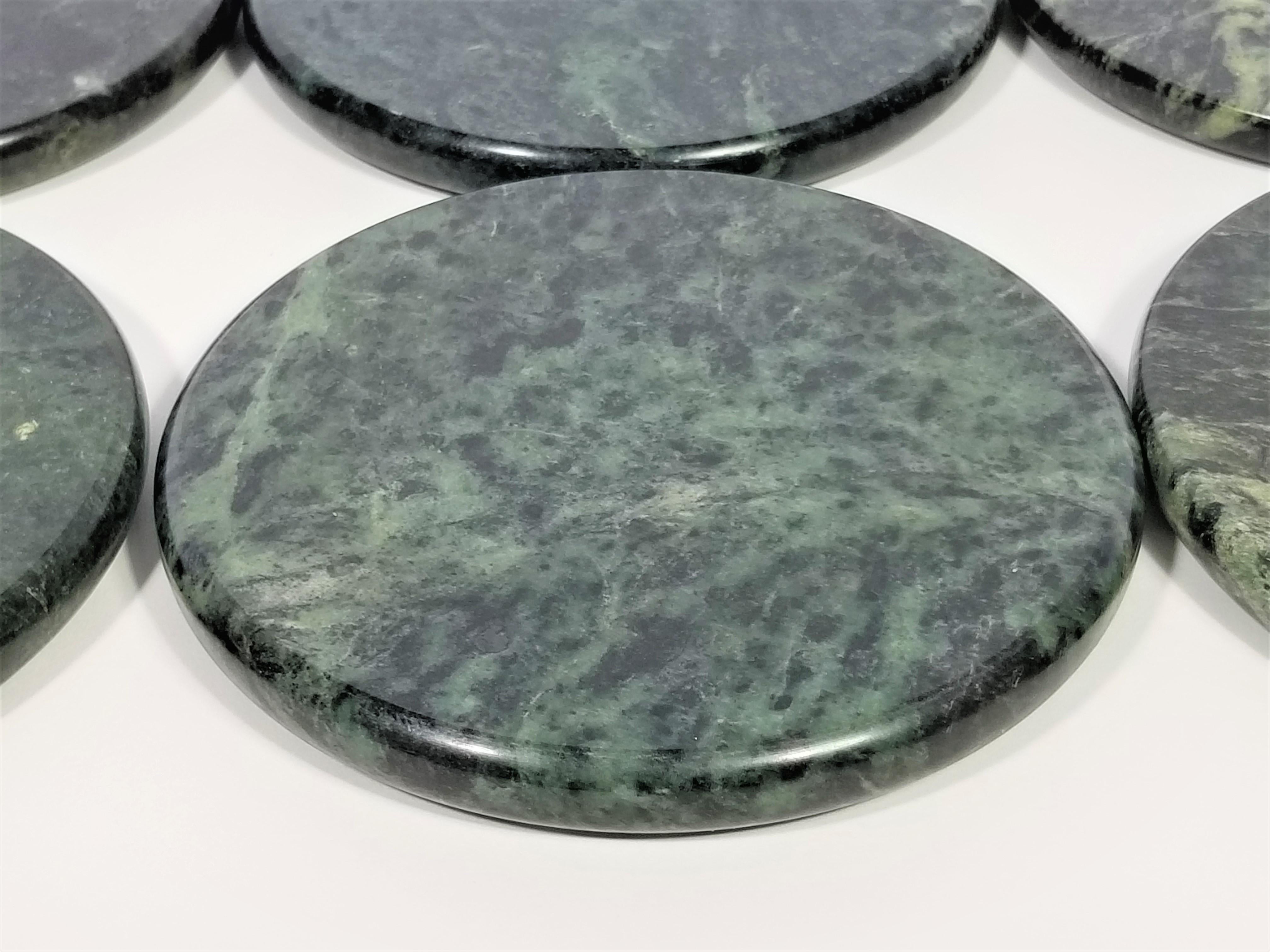 Green Marble Coasters Set of 8 Mid Century  3