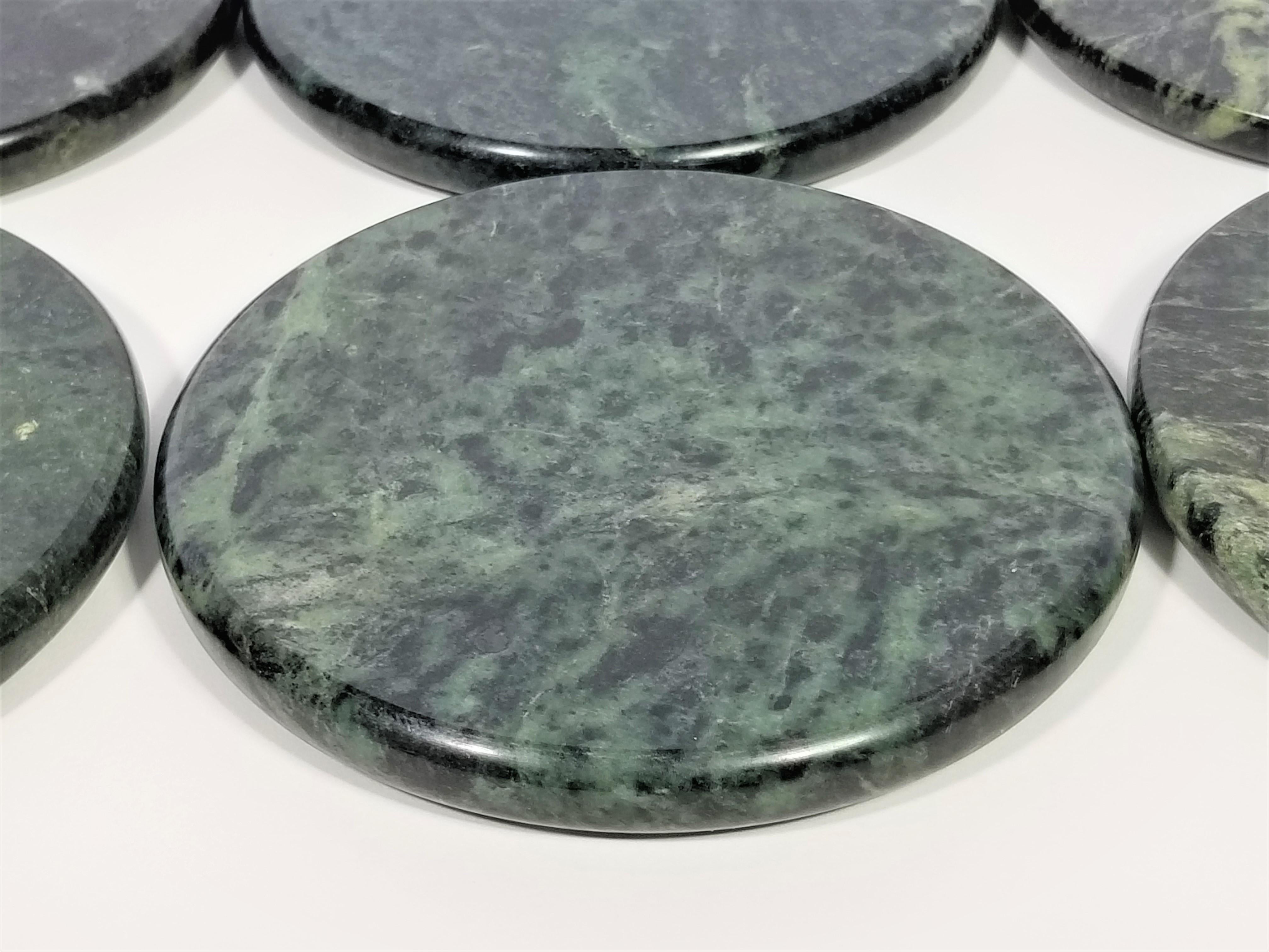 Green Marble Coasters Set of 8 Mid Century 3