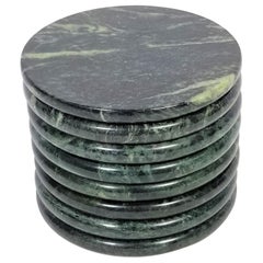 Green Marble Coasters Set of 8 Mid Century 