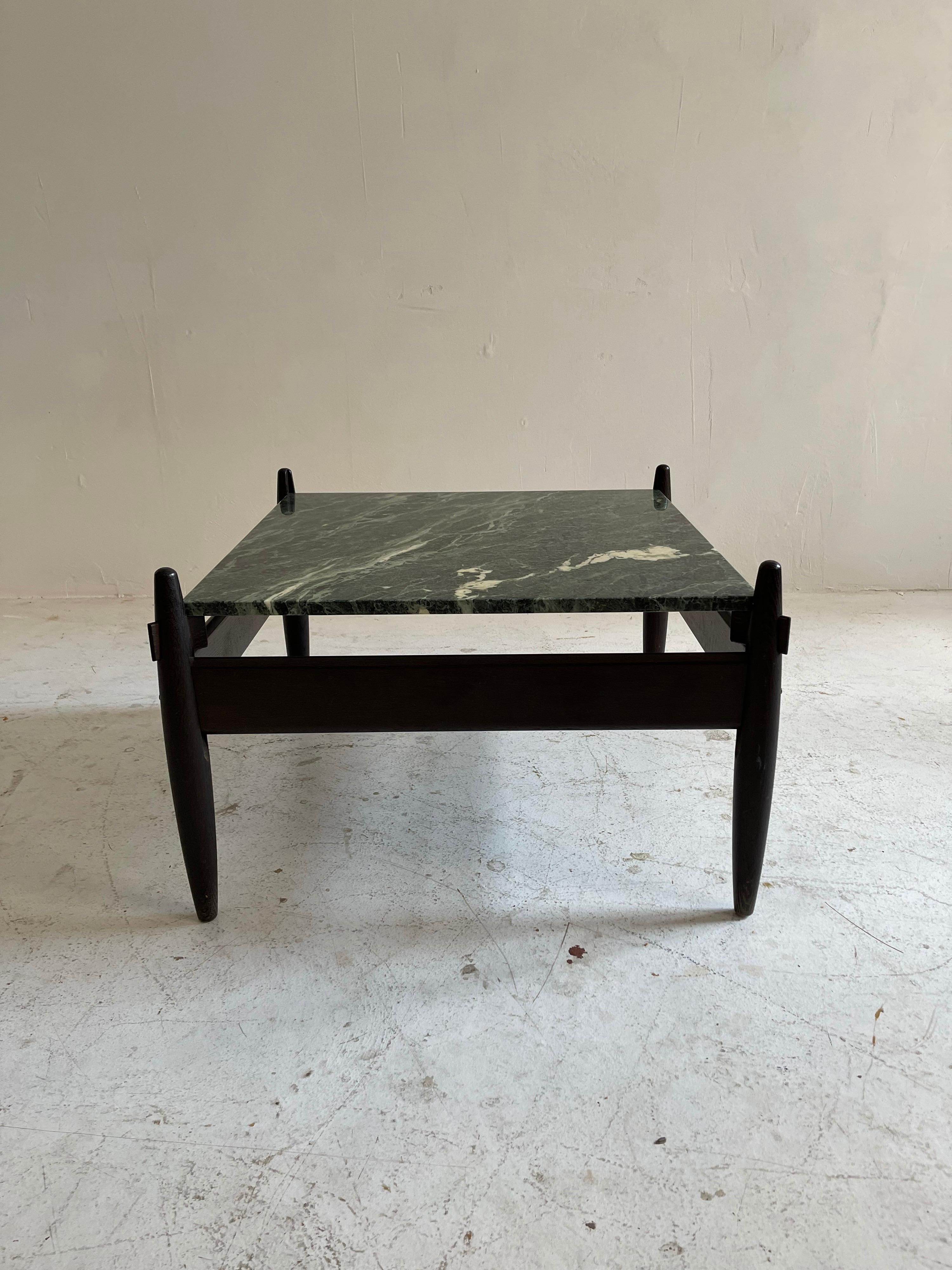 Mid-Century Modern Green Marble Coffee Table Attributed to Sergio Rodrigues, Brazil 1960