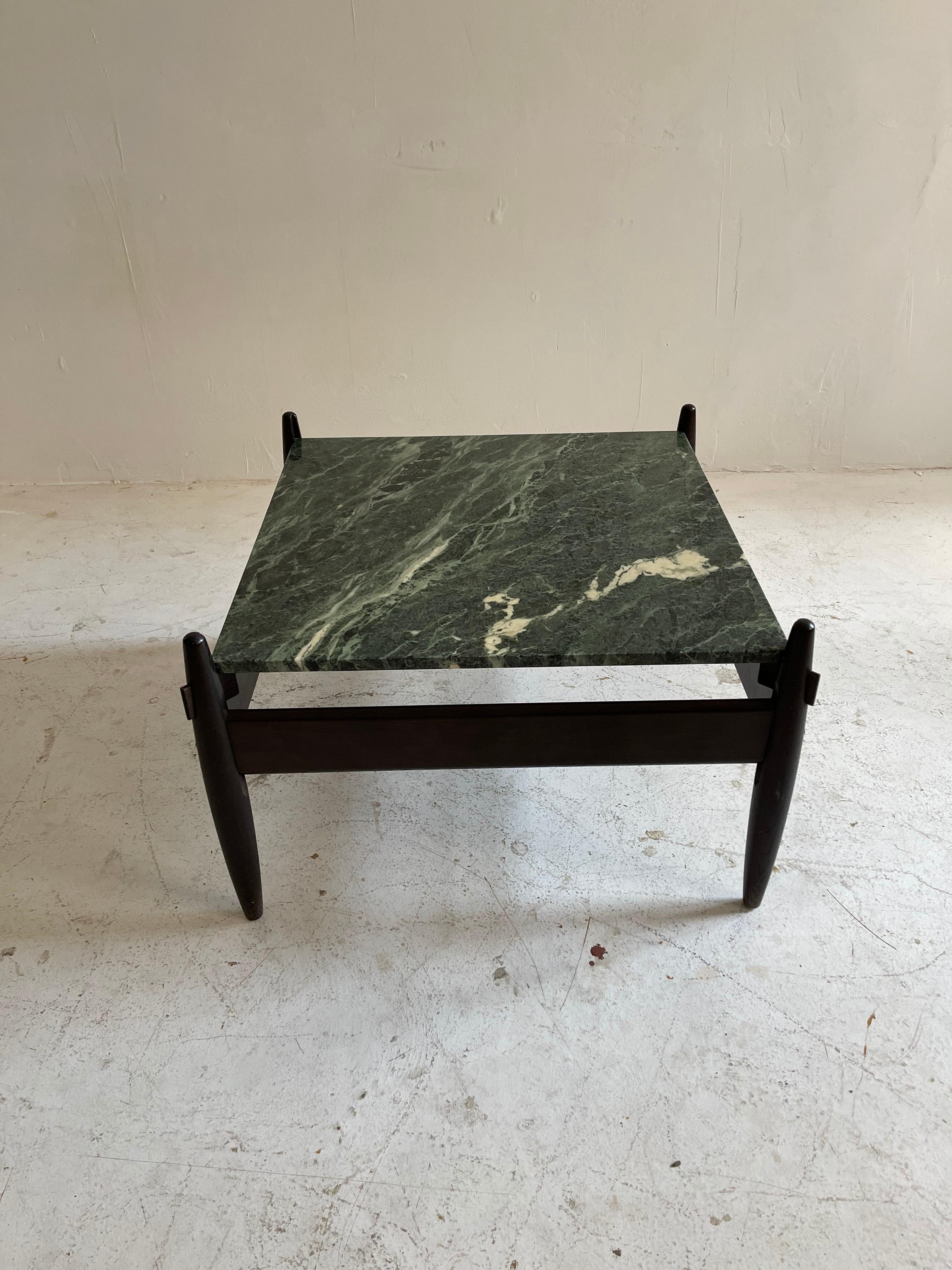 Brazilian Green Marble Coffee Table Attributed to Sergio Rodrigues, Brazil 1960