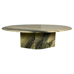 Vintage Green Marble Coffee Table from Estours 70
s