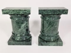 Green Marble Column Bookends Mid Century