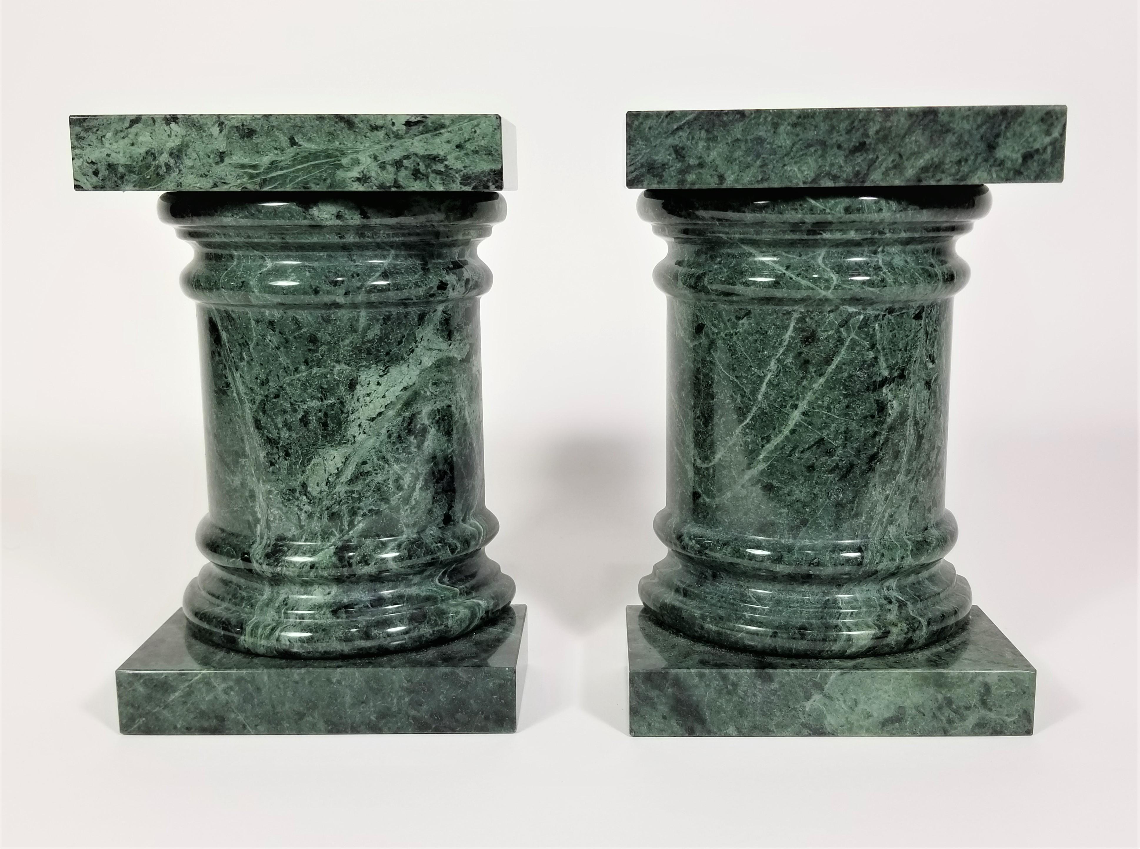 20th Century Green Marble Column Bookends Mid Century For Sale