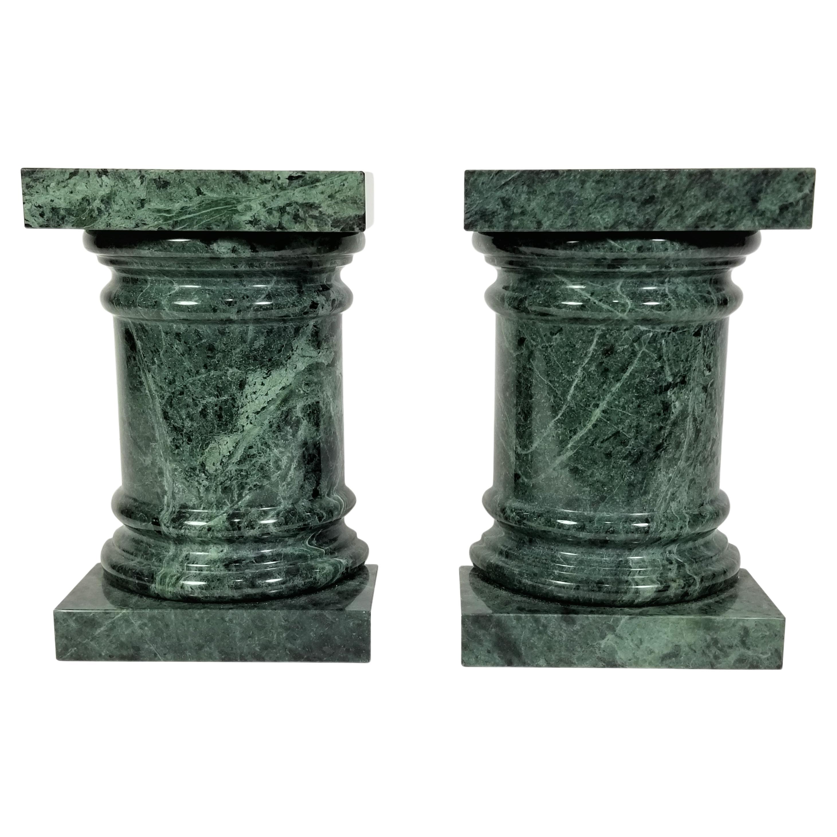 Green Marble Column Bookends Mid Century