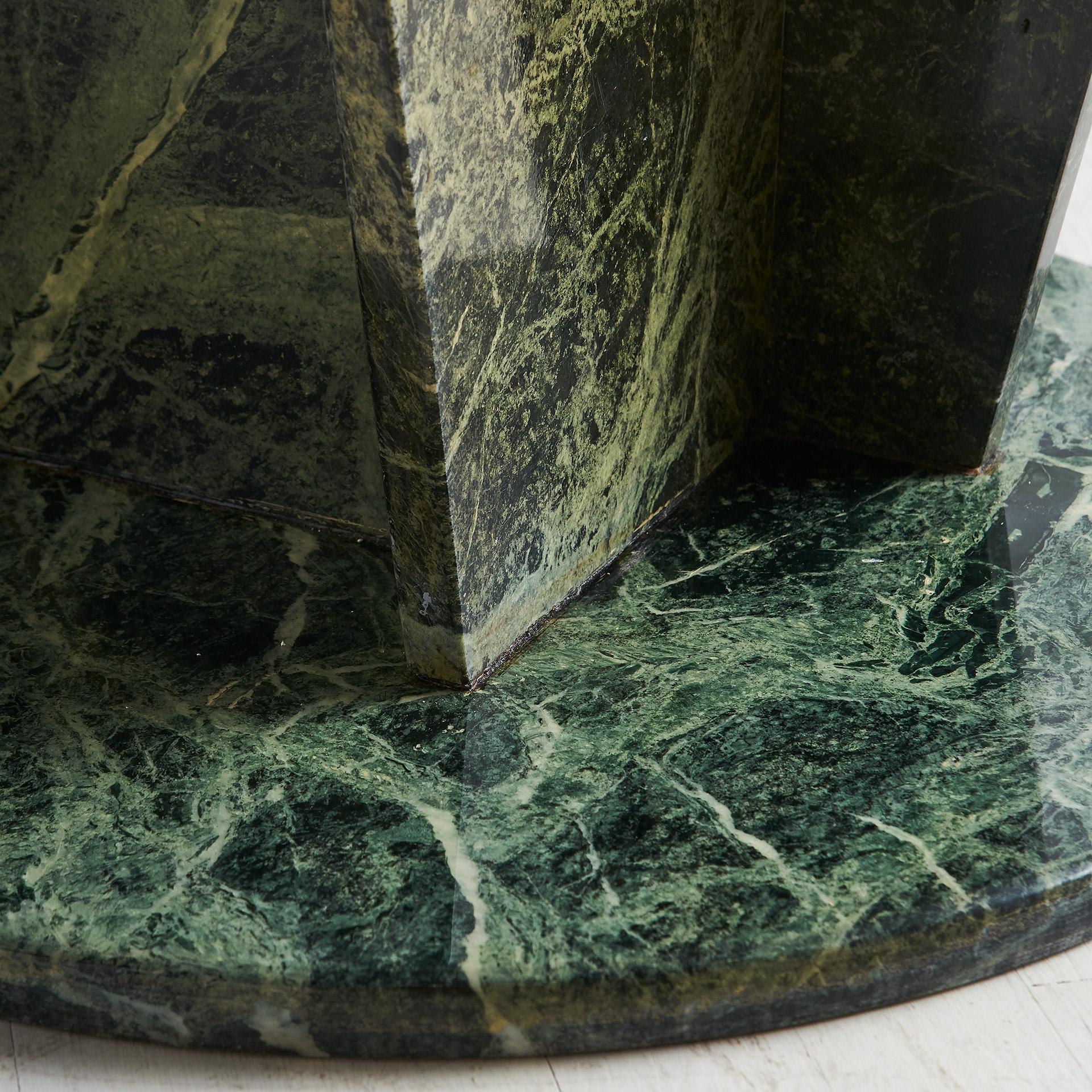 Mid-Century Modern Green Marble Dining Table, Angle Base