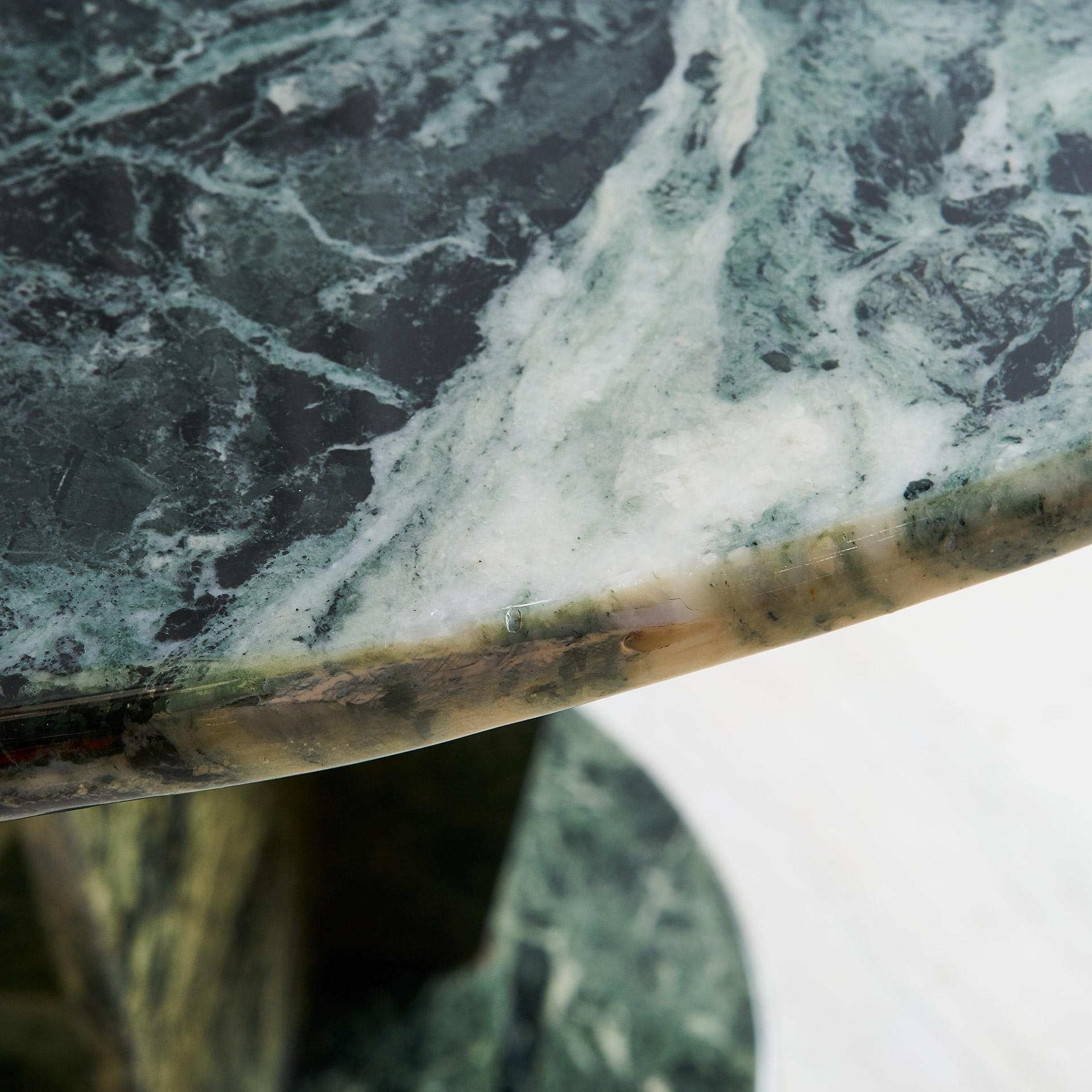 Green Marble Dining Table, Angle Base In Good Condition In Chicago, IL