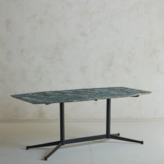 Stunning Blue Marble Italian Dining Table with Unique Arched Shape, 1960s