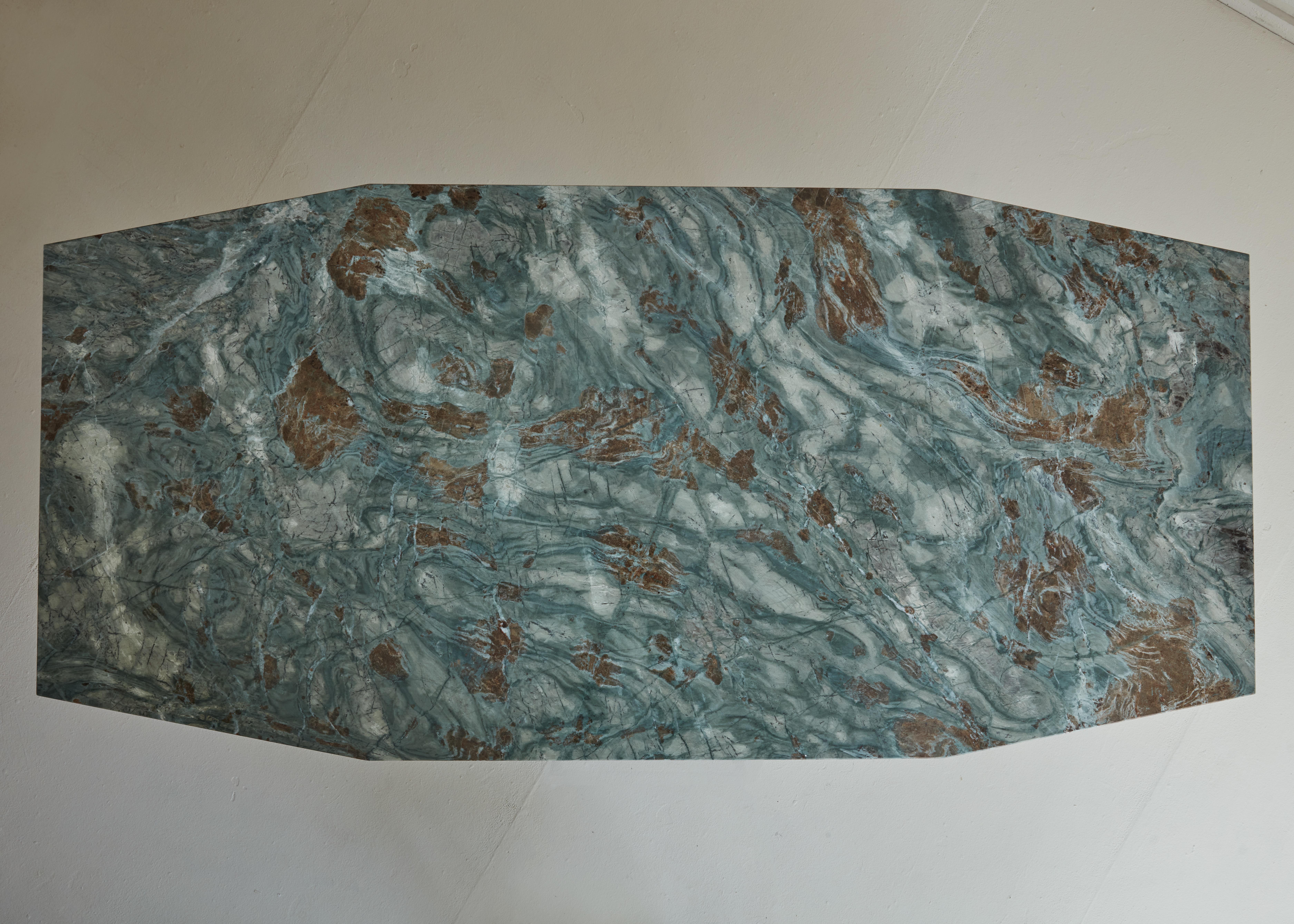Italian Green Marble Dining Table in the Style of Ignazio Gardella For Sale