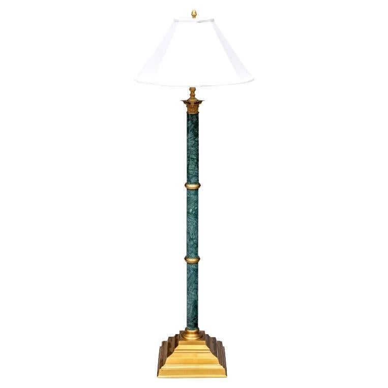 Lámpara De Pie De Mármol Verde Con Pantalla