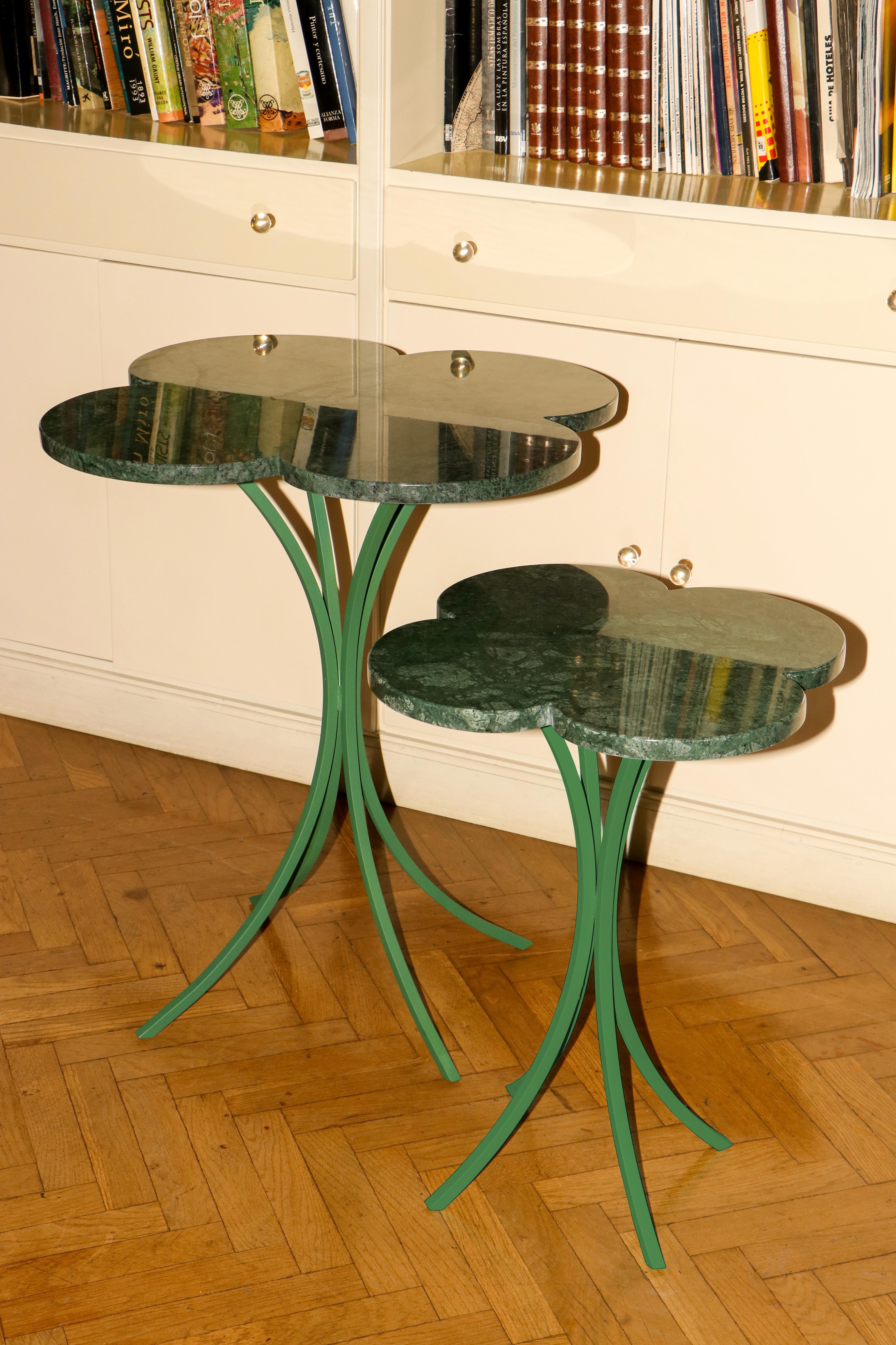 Europeo Tavolo da caffè Cocktail Tables in marmo verde e fiori Mini in vendita