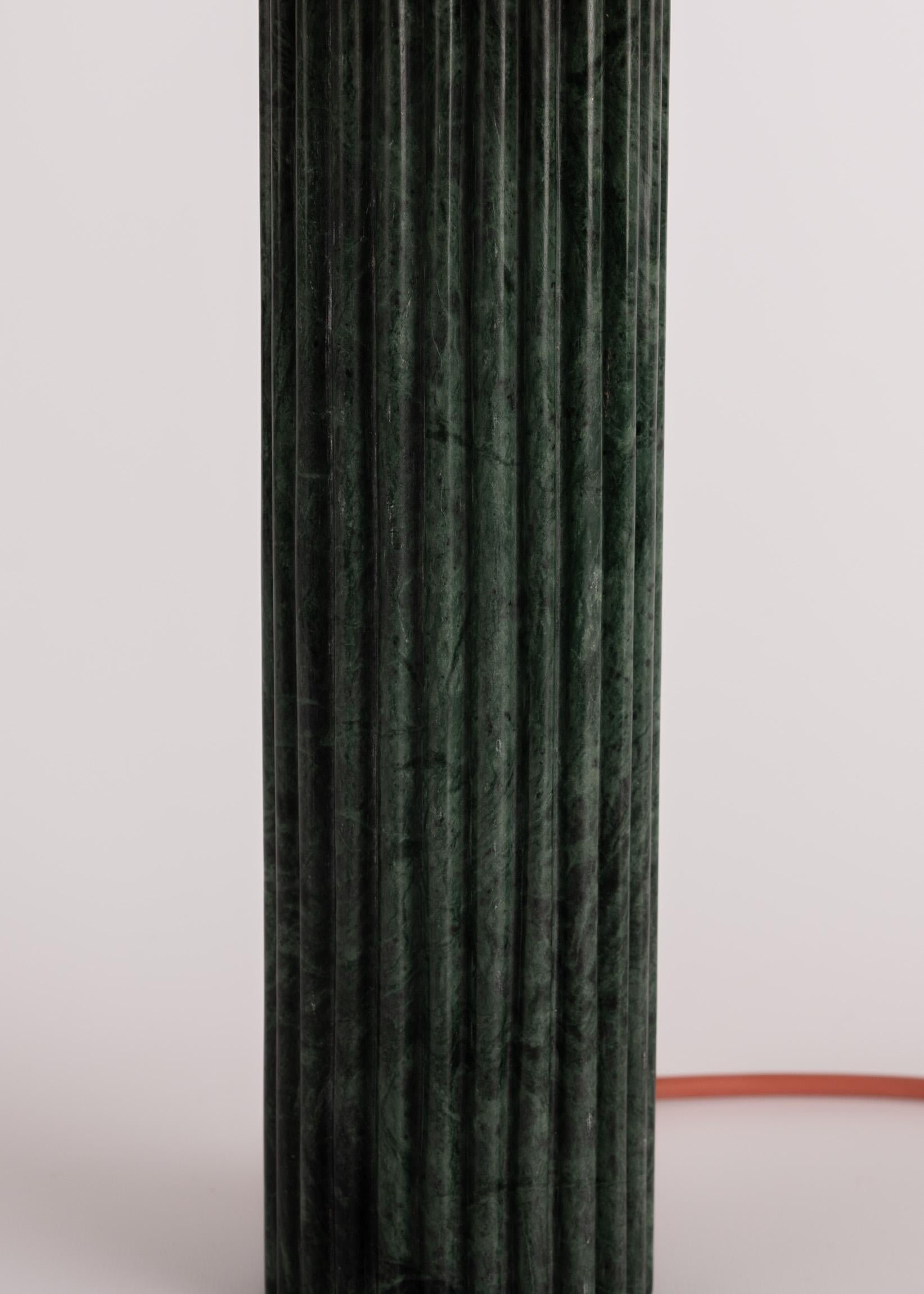 Spanish Green Marble Fluta Table Lamp by Simone & Marcel For Sale