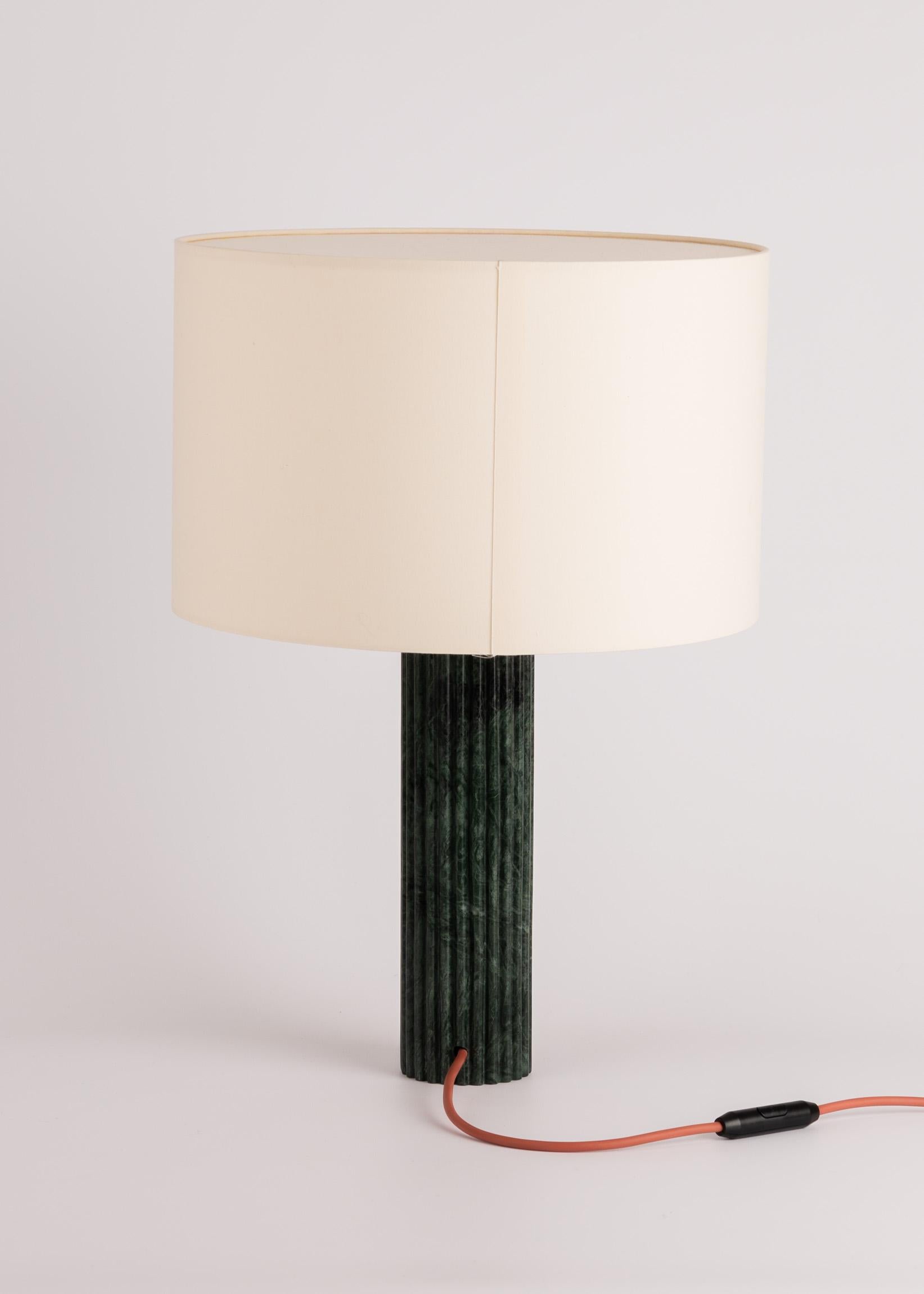 Green Marble Fluta Table Lamp by Simone & Marcel In New Condition For Sale In Geneve, CH