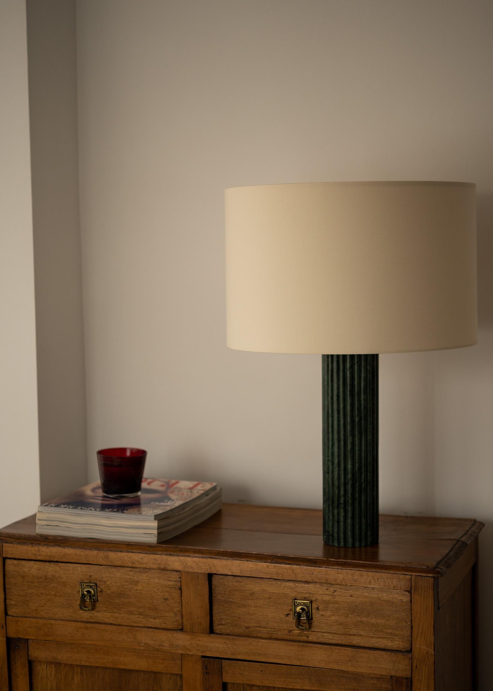 Cotton Green Marble Fluta Table Lamp by Simone & Marcel For Sale