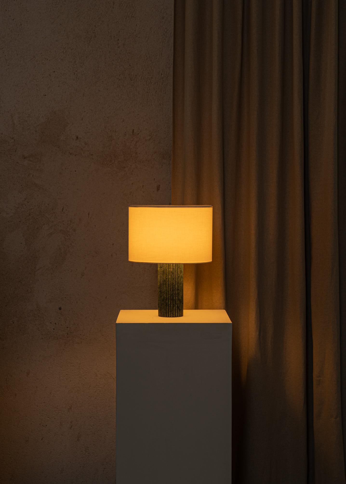 Spanish Green Marble Flutita Table Lamp by Simone & Marcel For Sale