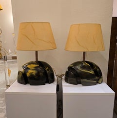 Paire de lampes modernes du milieu du siècle en marbre vert