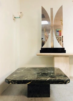 Green Marble Minimalist Modernist Coffee Table, 1970s