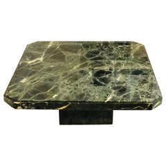Green Marble Minimalist Modernist Coffee Table, 1970s