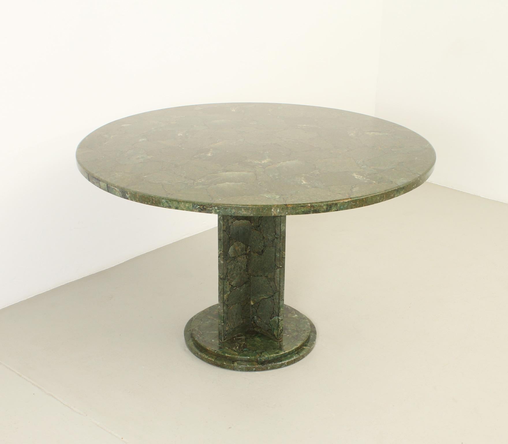Modern Green Marble Mosaic Dining Table from 1970s